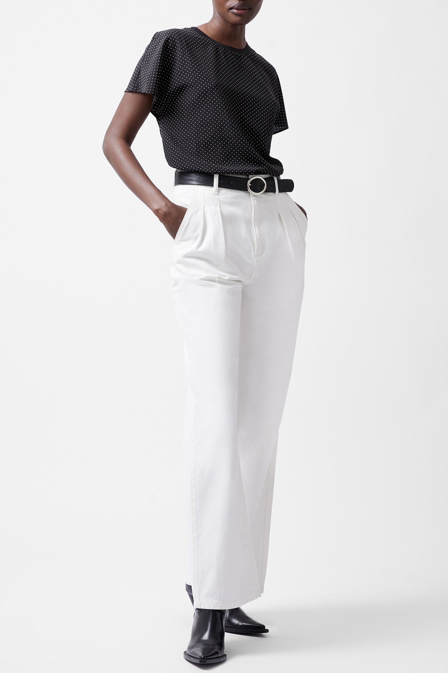 DOTTY SPOT ABENY CREW NECK TOP BLACKOUT/SUMMER WHIT 2