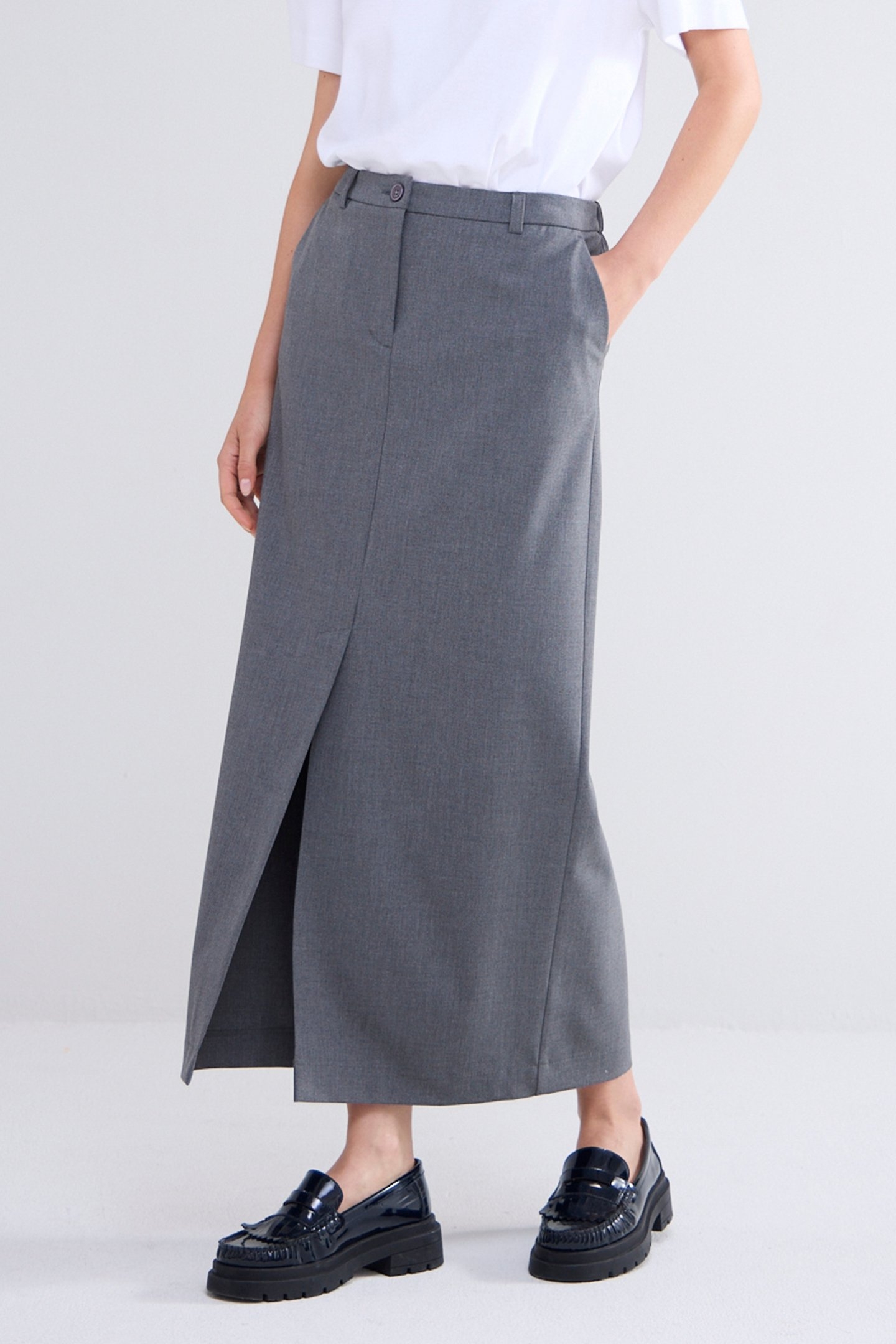 SKIRT VISCOSE BLEND STRETCH GREYS 1