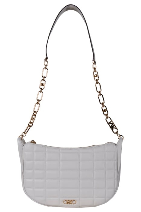 LARGE QUILTED CHAIN STRAP MESSENGER BAG IN WHITE 1