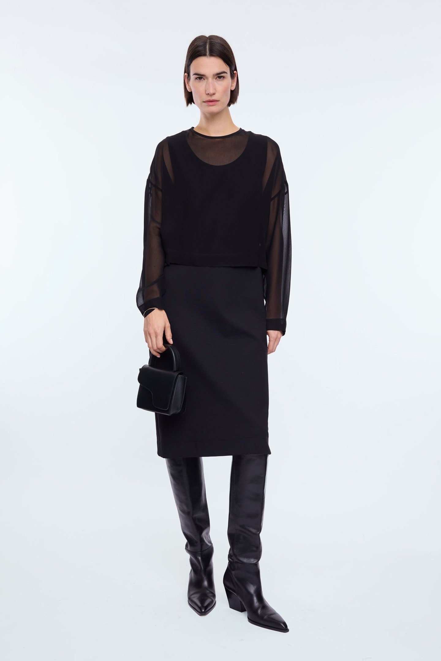 SHEER LAYERED DRESS BLACK 1