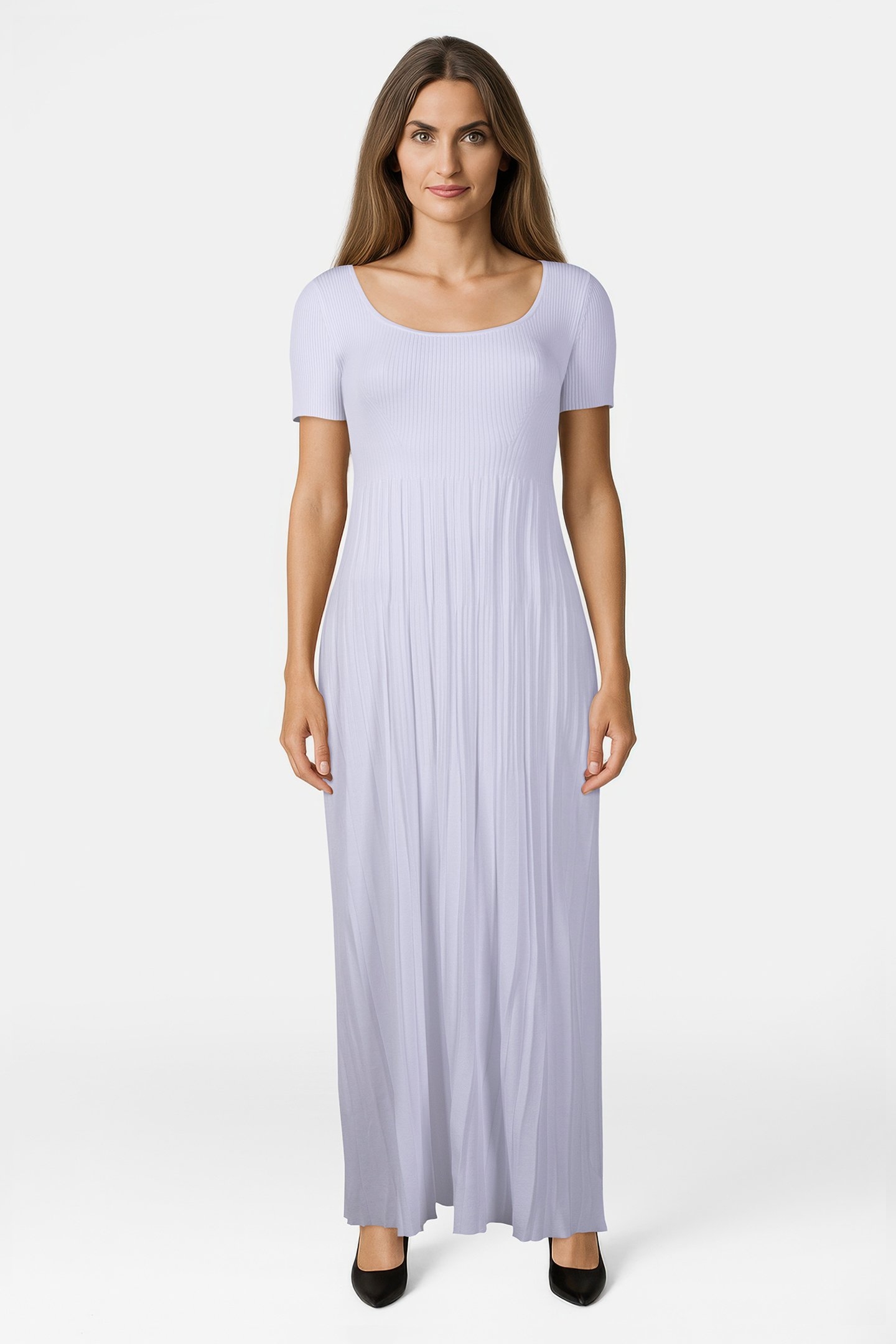 EMPIRE SCOOP NECK SHORT SLEEVE MAXI DRESS IN WHITE 1