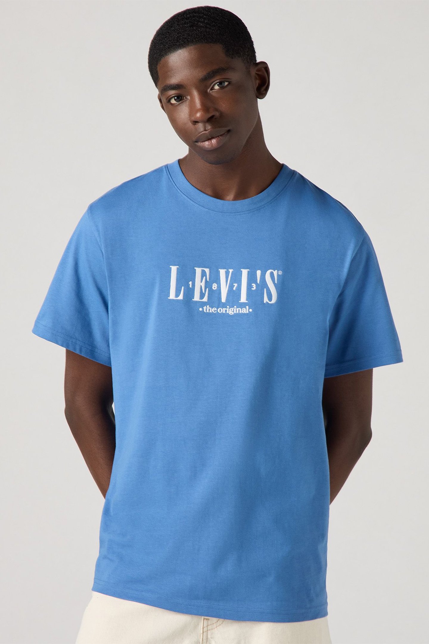 SS RELAXED FIT TEE SERIF LOGO DUTCH BLUE 3
