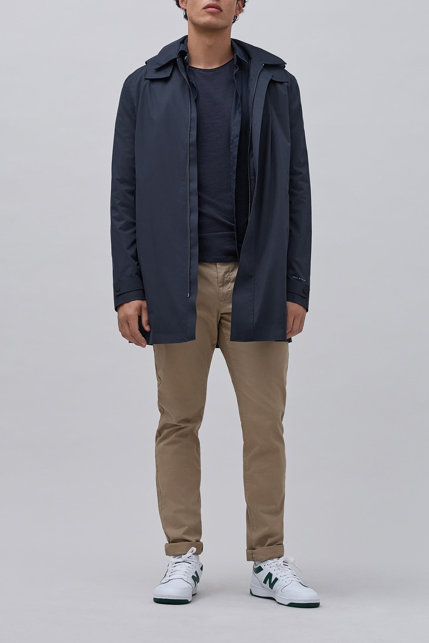 NAVY TRENCH COAT WITH DETACHABLE HOOD 3