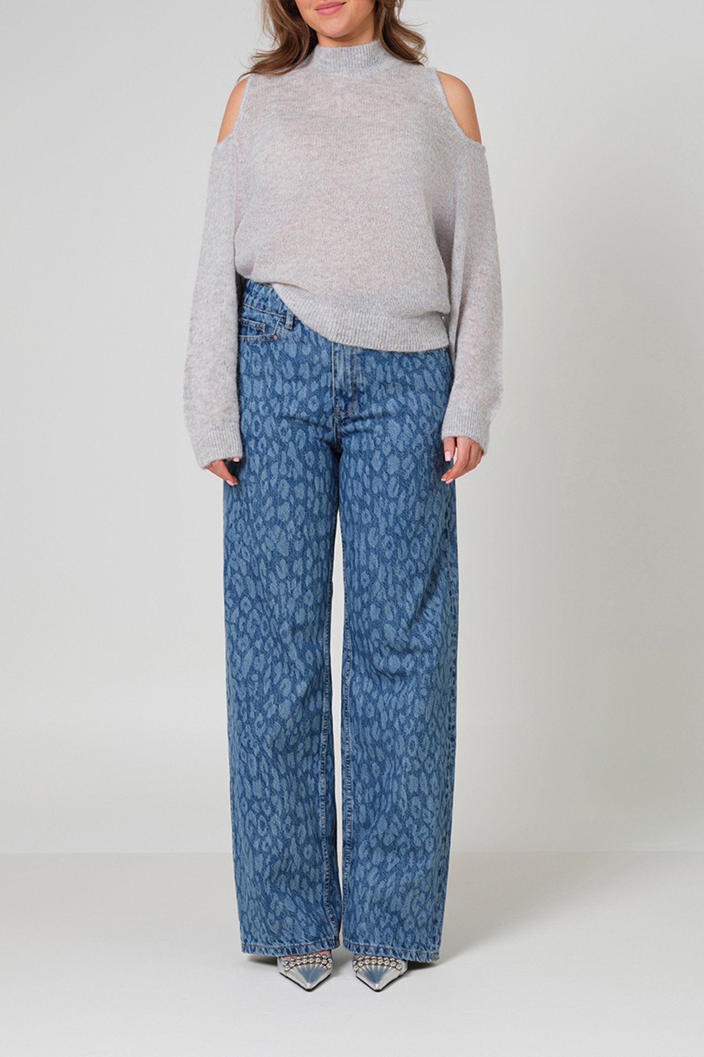 NUIT LEOPARD WIDE LEG JEANS WASHED BLUE 1