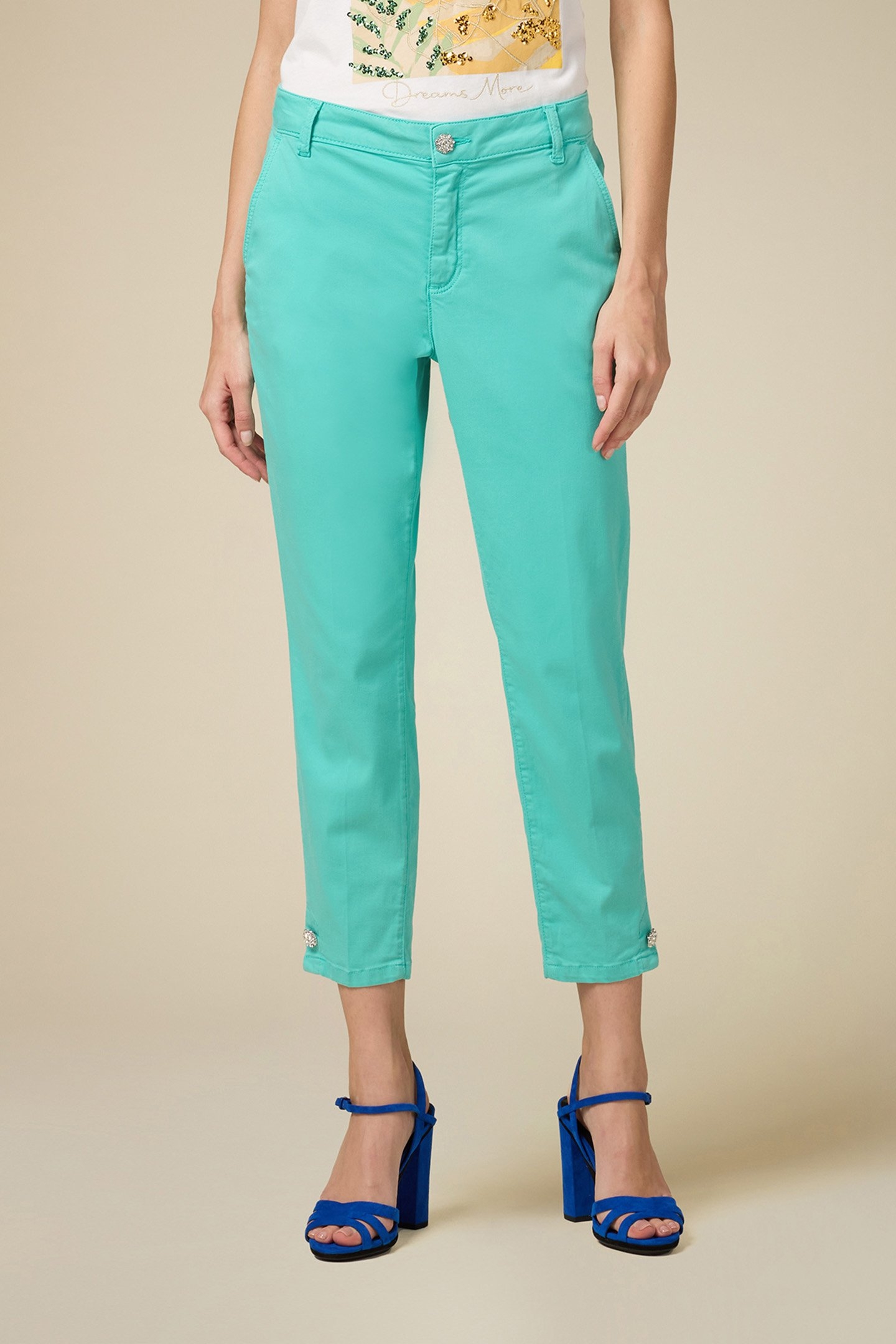CHINOS WITH JEWEL DETAIL AQUAMARINE 1