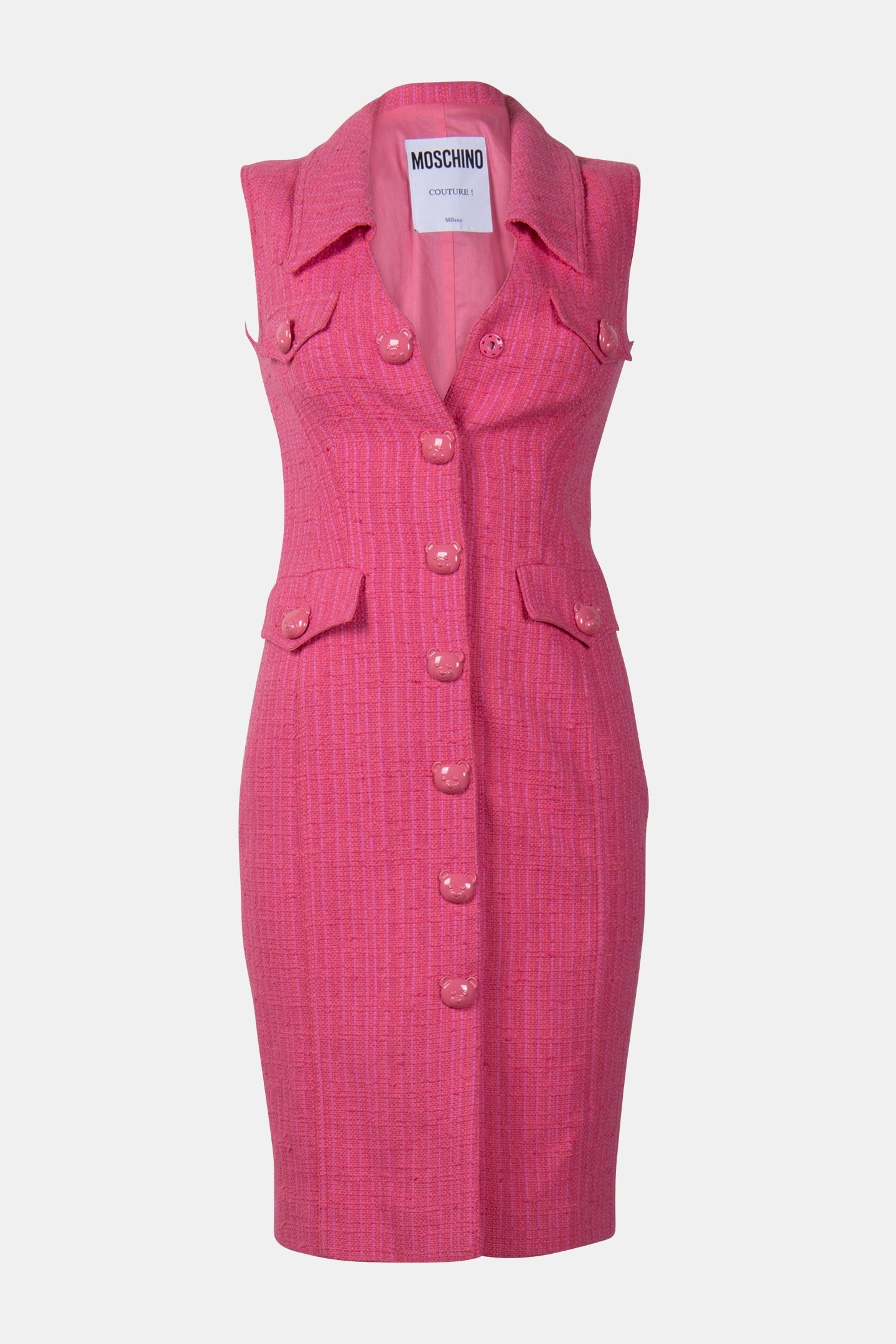 TEDDY BUTTONS TWEED DRESS PINK 3