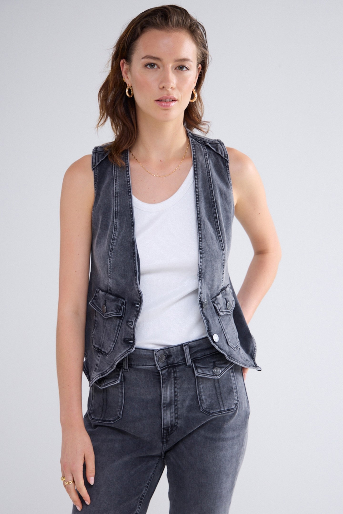DENIM GILET COTTON BLACK DENIM BLACKS 1