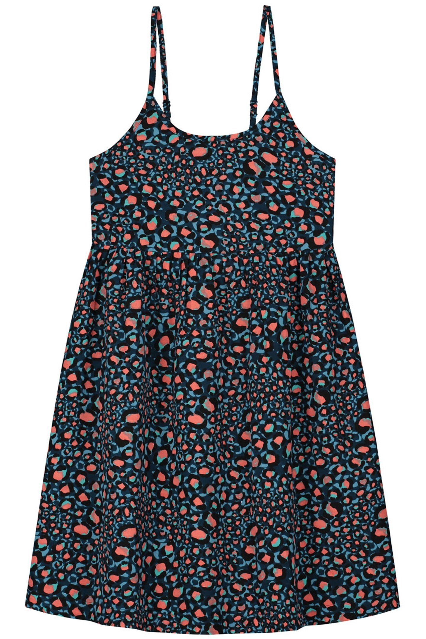 GIRLS LEOPARD SPOT SEVILLE DRESS POSEIDON BLUE 1