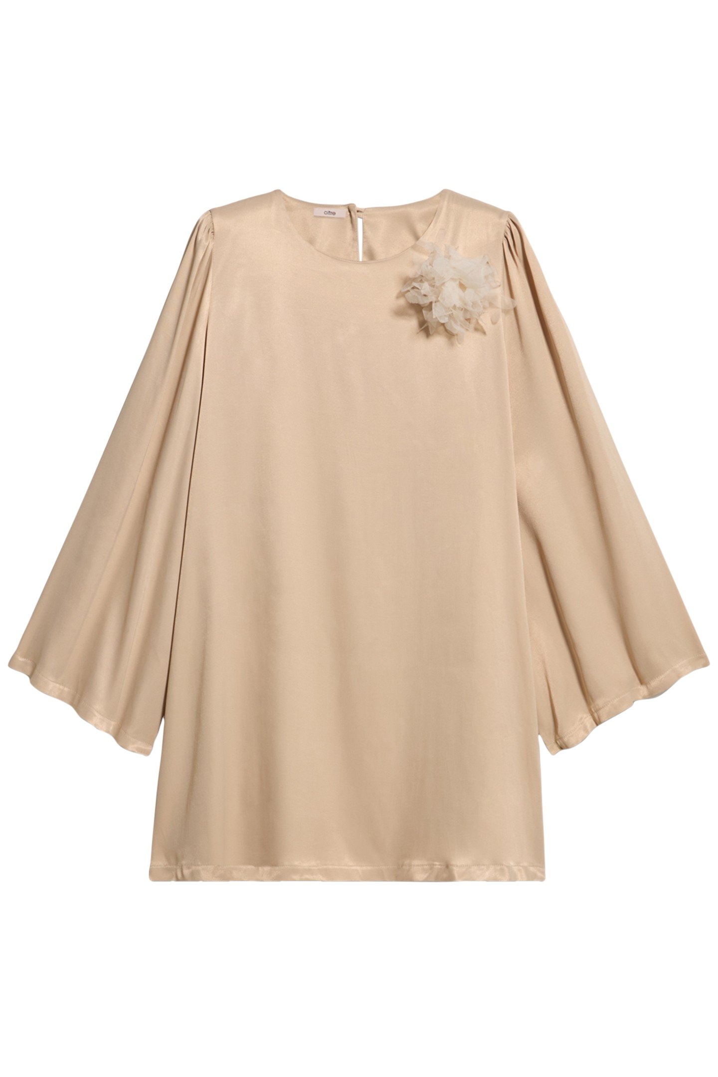 LONG-SLEEVED SATIN DRESS BEIGE 3