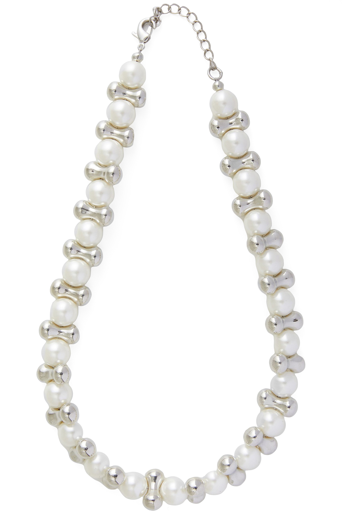 LARGE PEARL AND BAR NECKLACE PEARL/SILVER 1