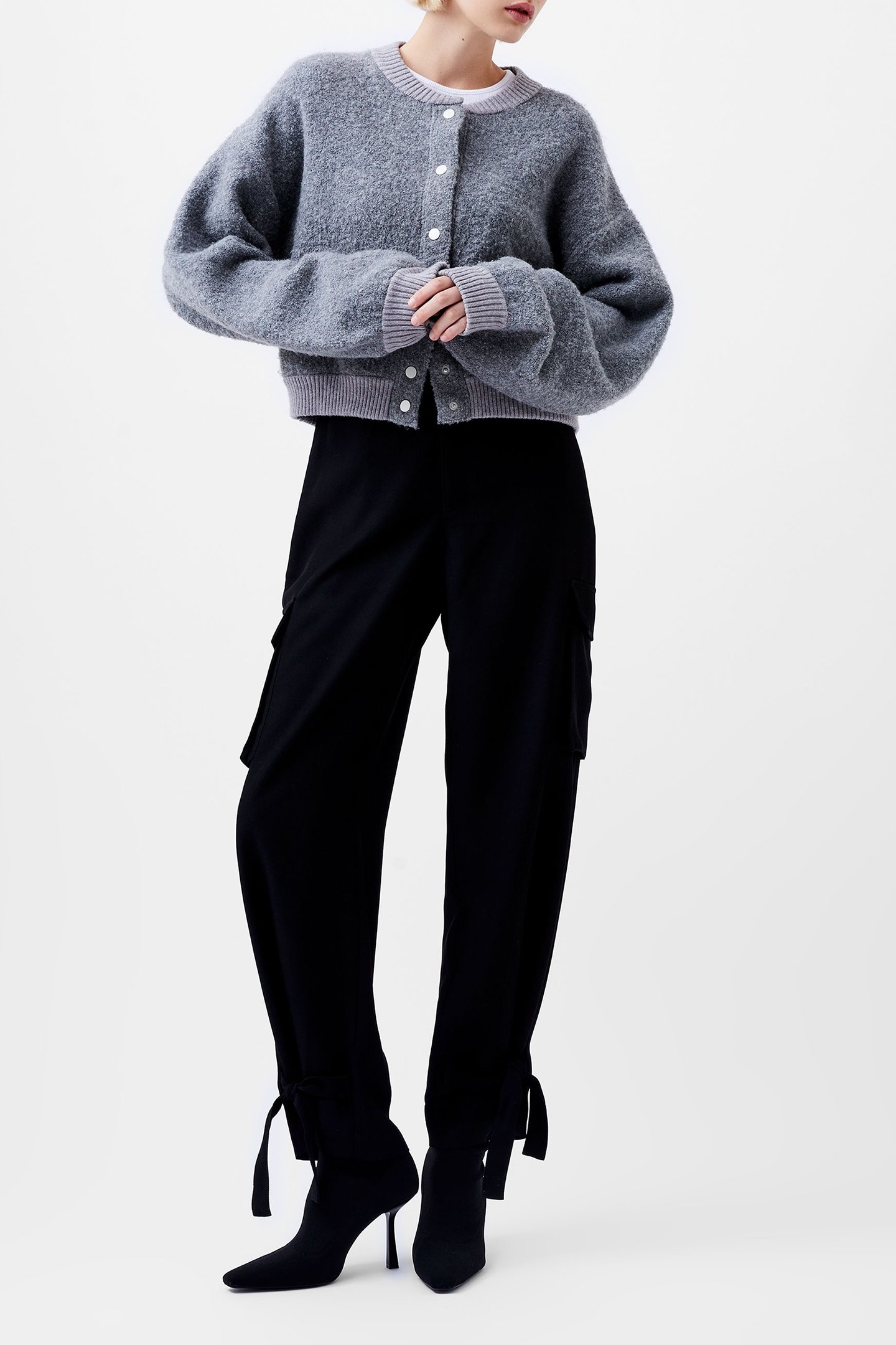 MELISSA KNIT BOMBER JACKET DOVE GREY MEL 2