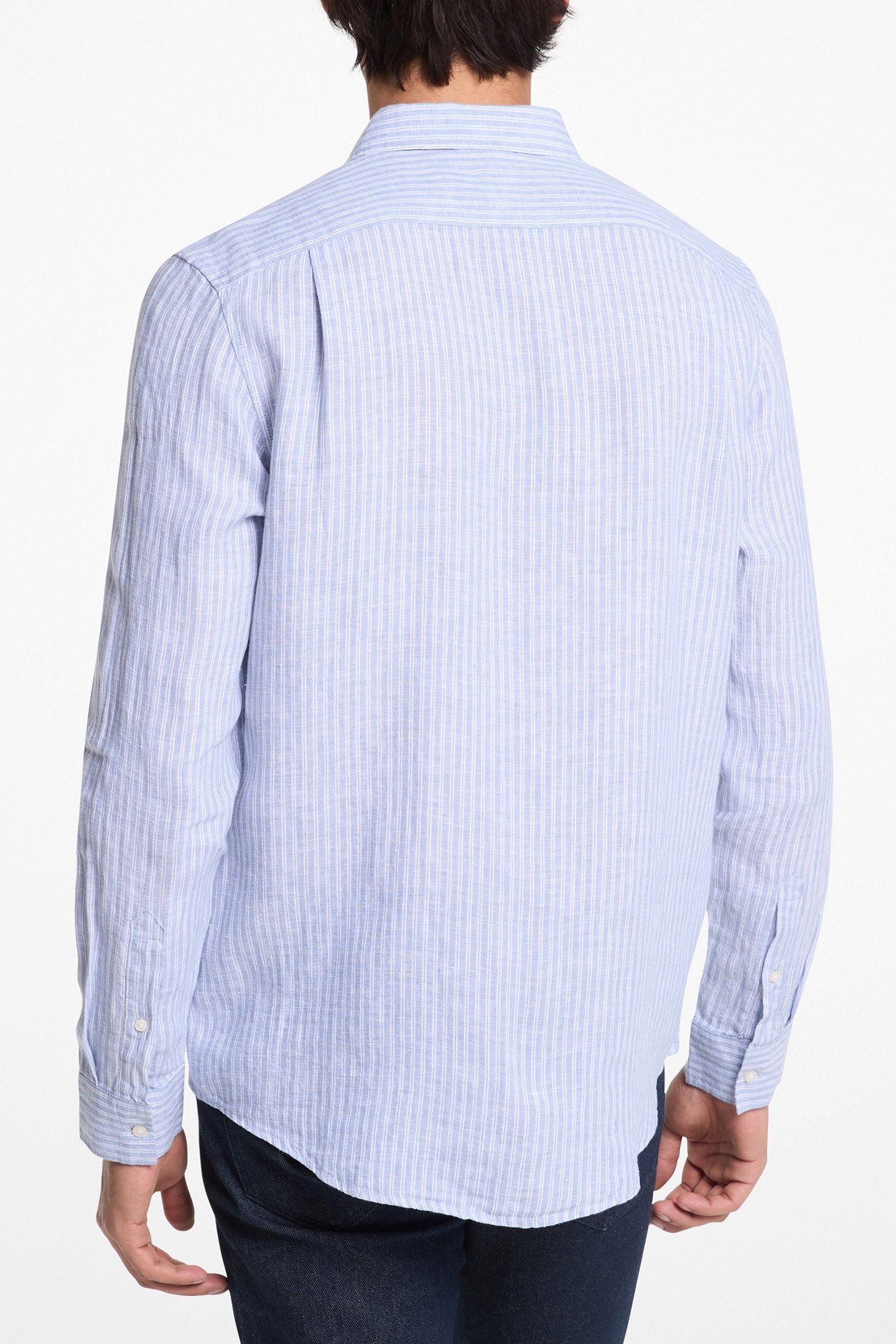 CLASSIC LONG SLEEVE LINEN SHIRT IN CHAMBRAY BLUE 2