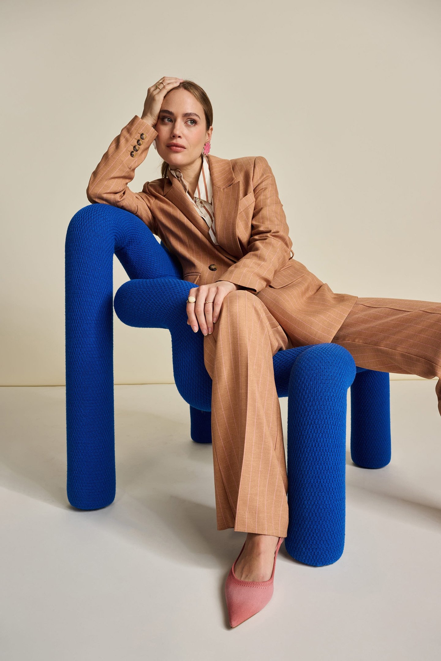 BLAZER - STRIPED SUGAR BROWN 2