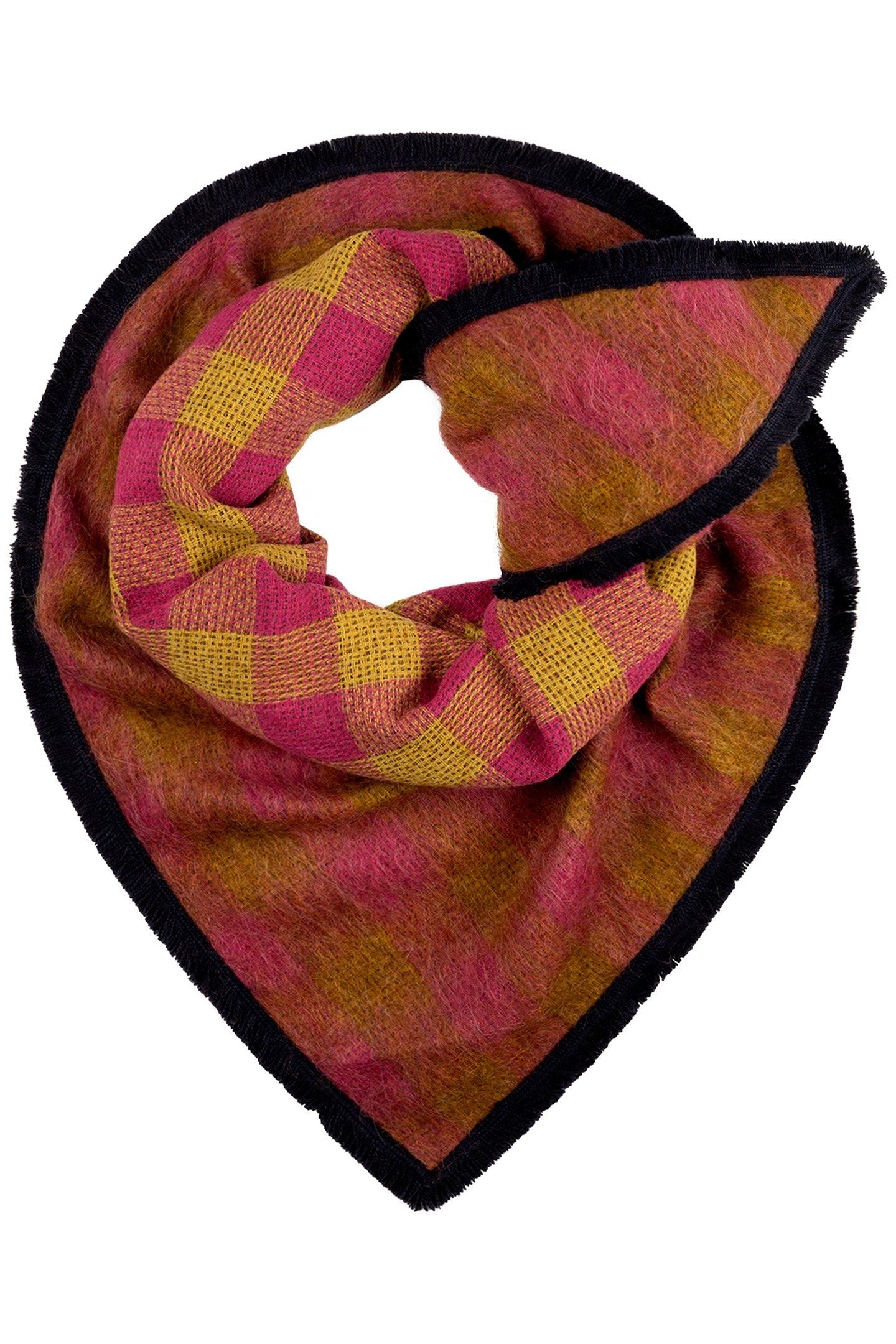 SHAWL - CHECKS PINK BROWN 1