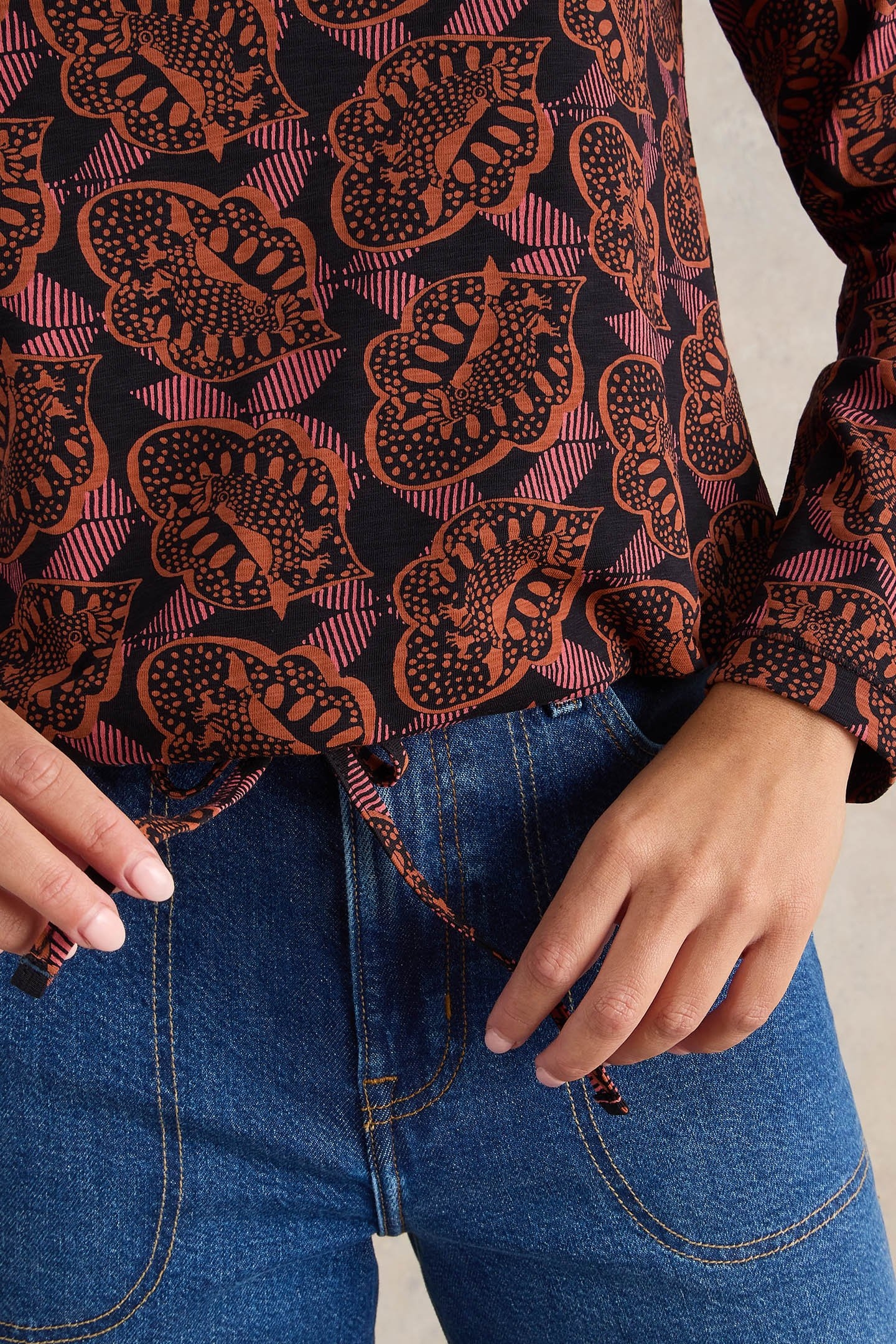 TASHA TIE HEM ORANGE PRINT 4