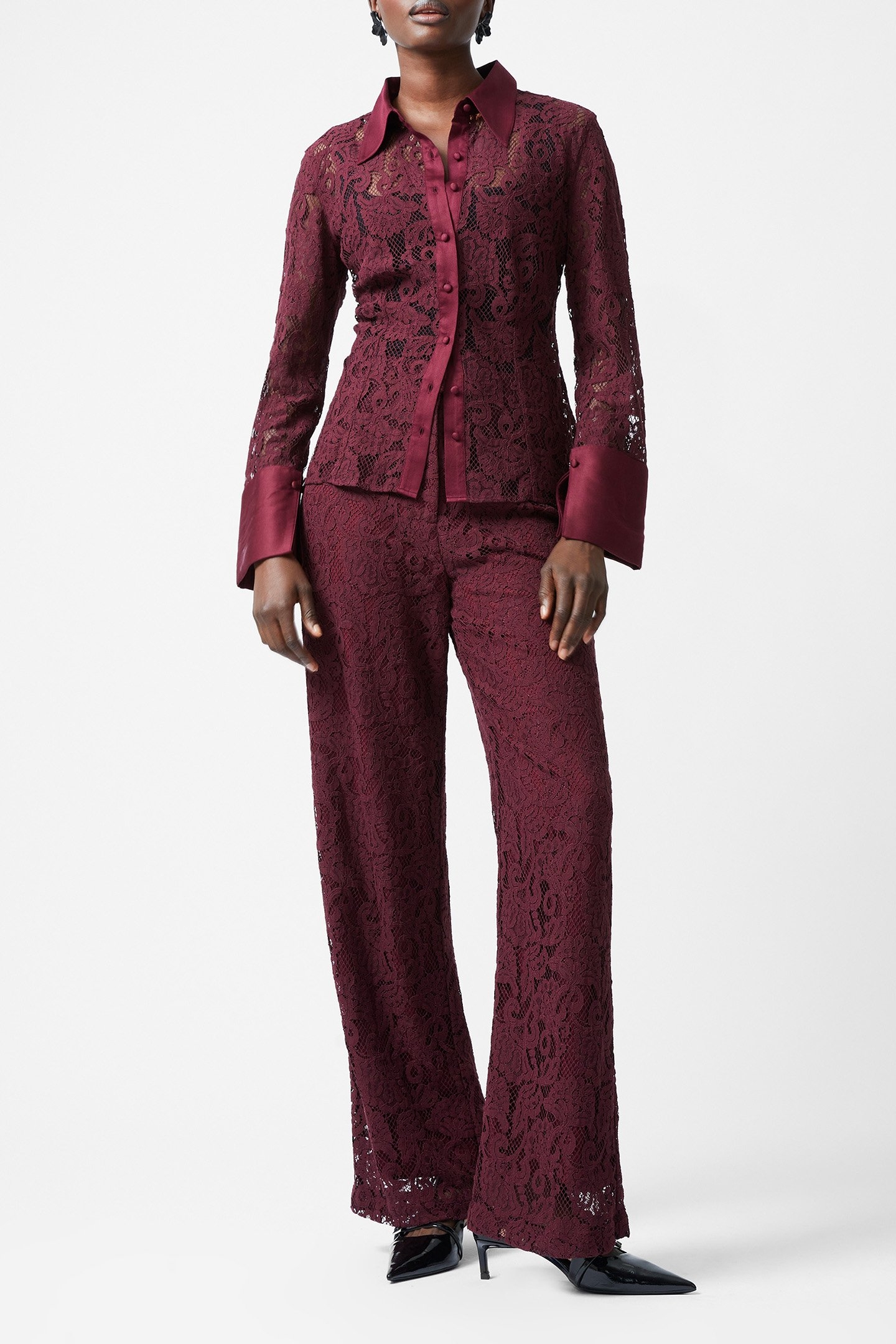 ASURA LACE LS SHIRT BURGUNDY RED 1