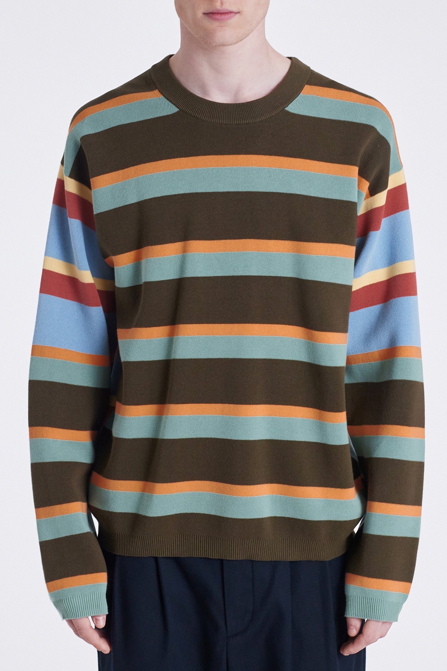 MENS SWEATER CREW NECK OLIVE GREEN 1