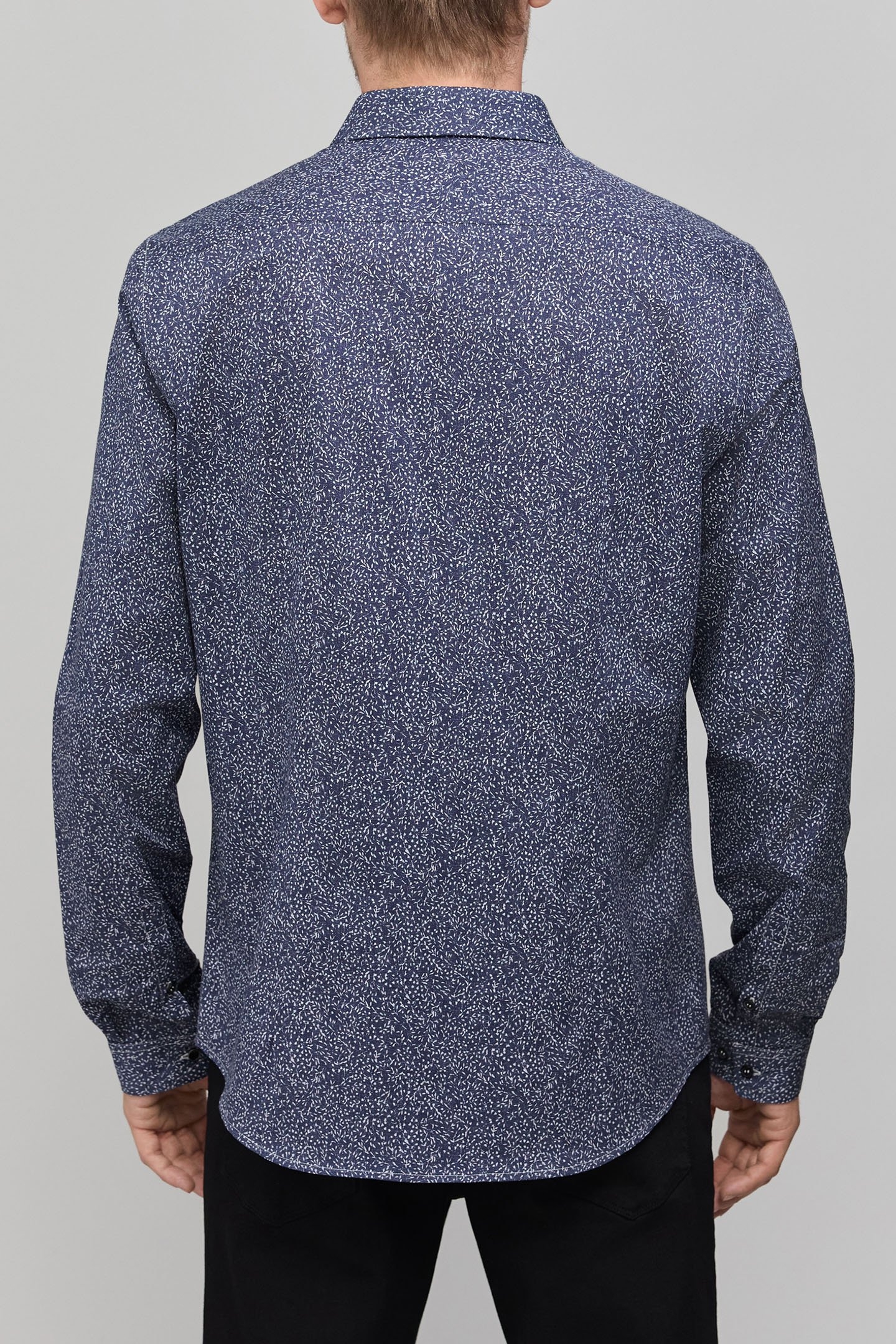 MINIMALIST PRINTED NAVY SLIM SHIRT 2