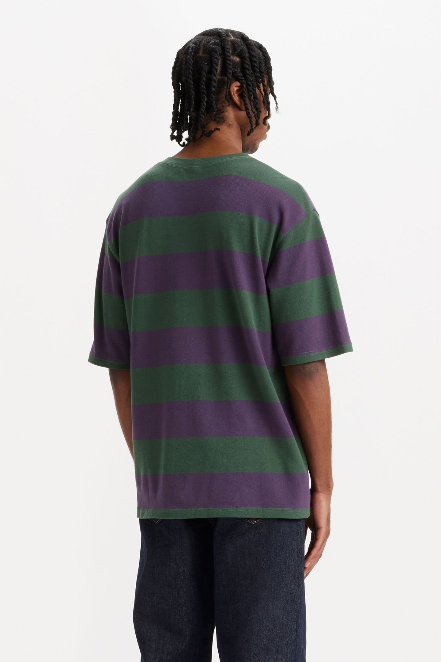 HALF SLV PIQUE POCKET T HENRY STRIPE 2