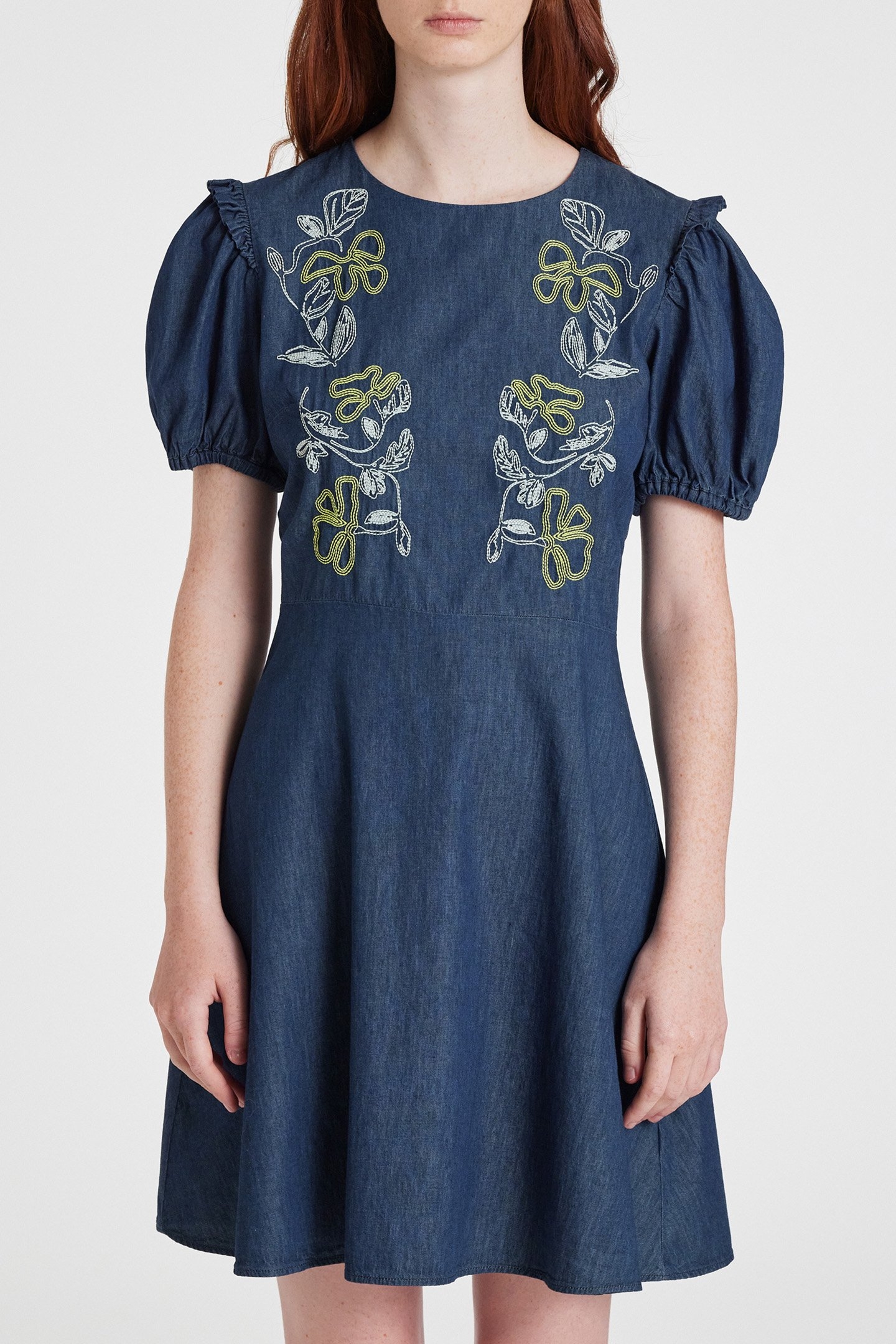 WOMENS EMBROIDERED DRESS NAVY 1