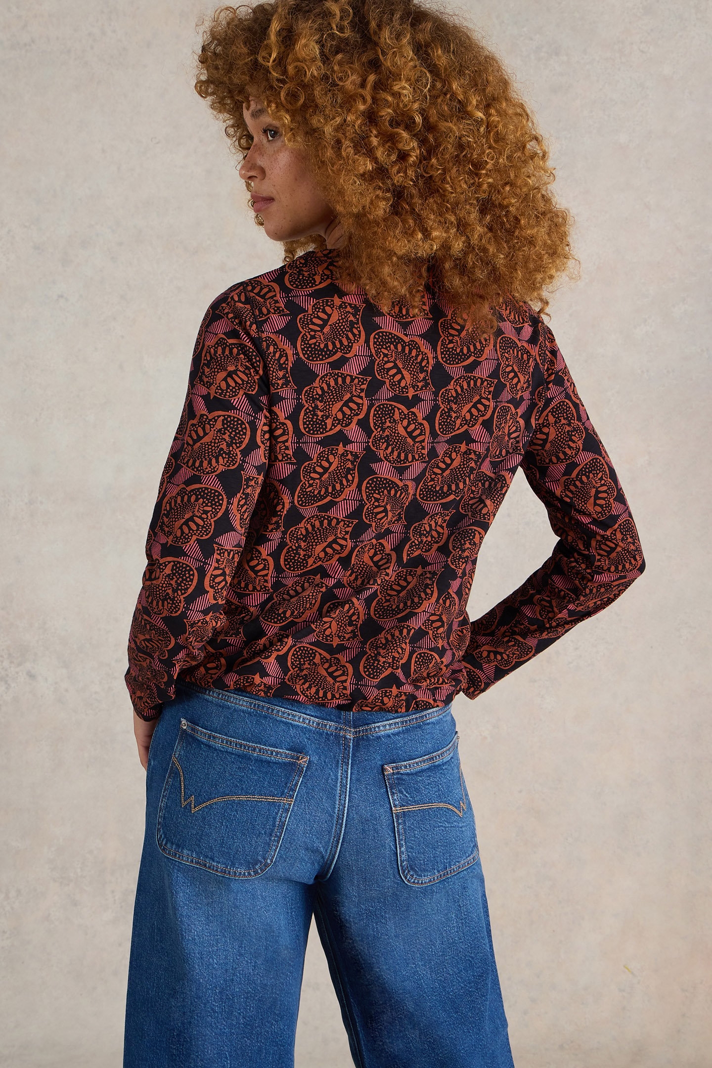 TASHA TIE HEM ORANGE PRINT 2