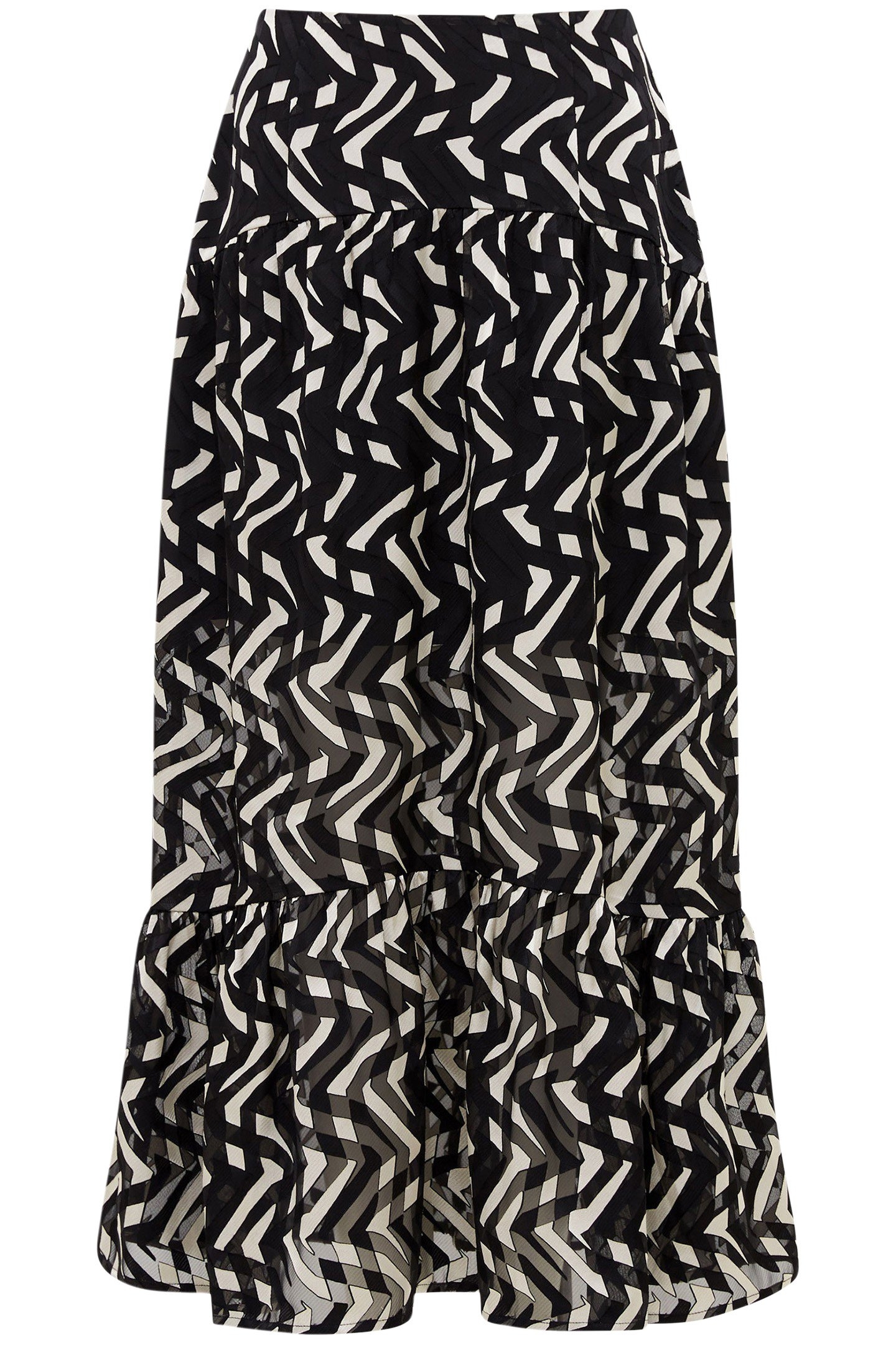 DIANDRA SATIN BURNOUT SKIRT BLACK/CREAM 3