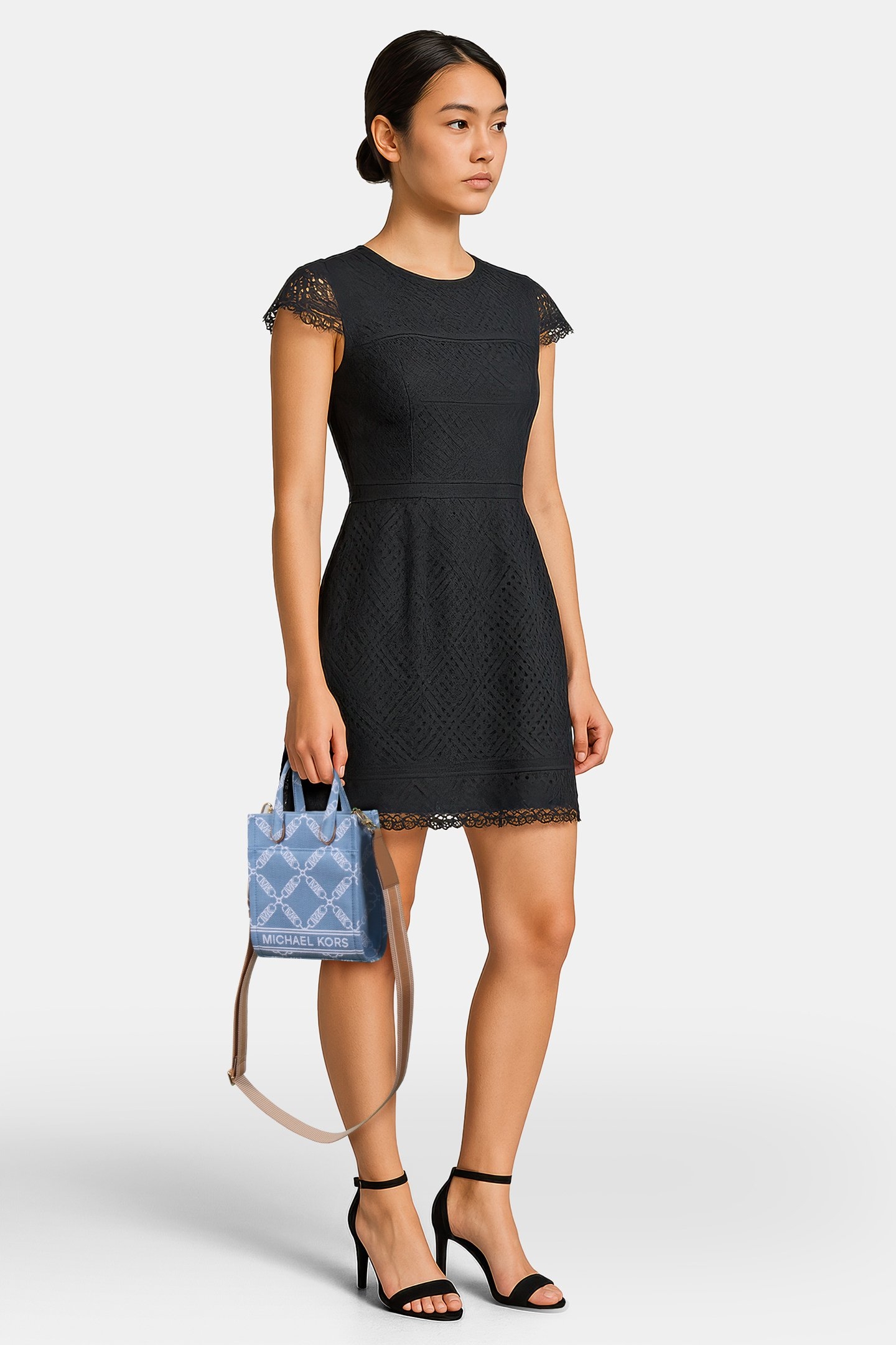 EXTRA SMALL CROSS BODY SHOPPER TOTE BAG IN DENIM 2