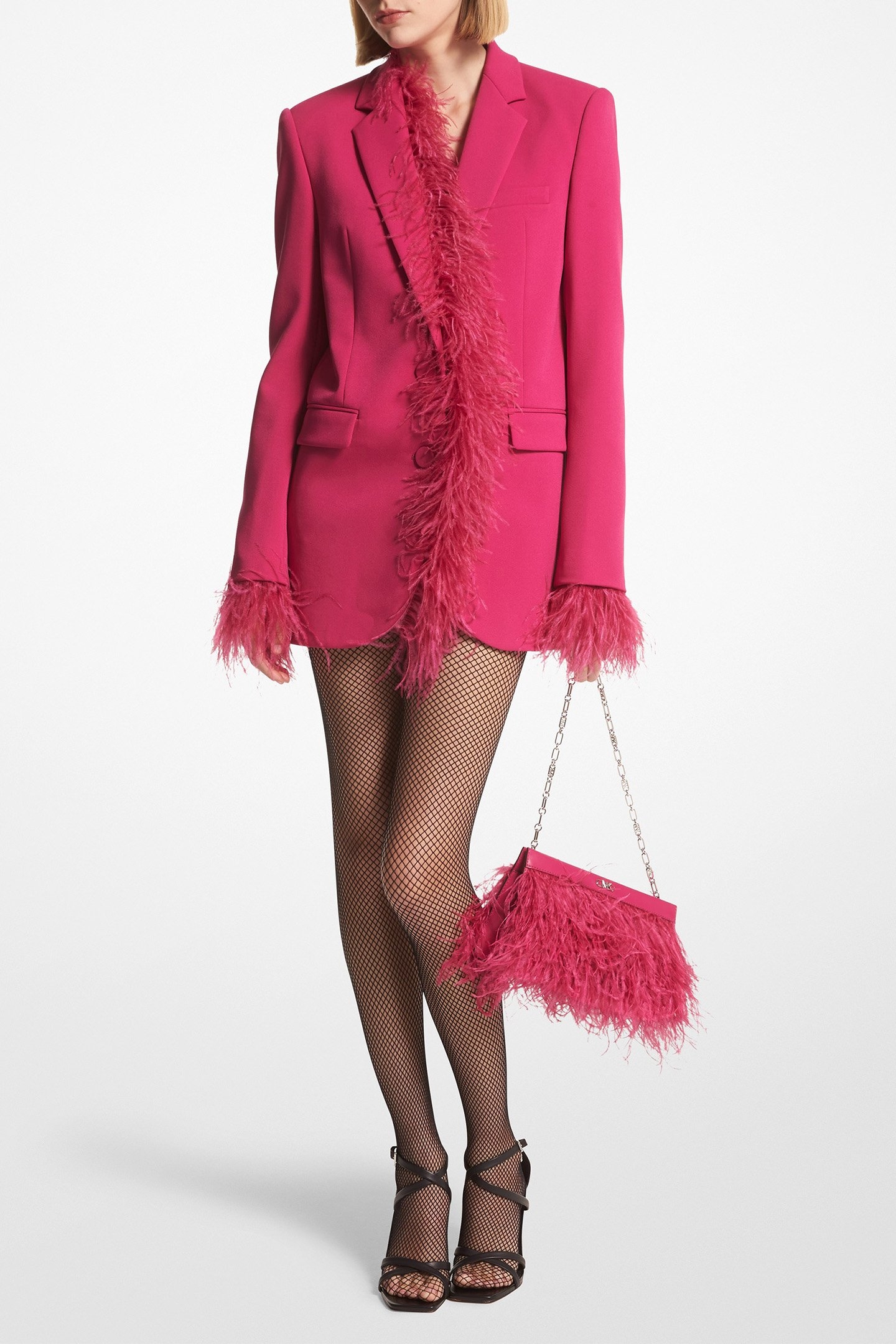 FEATHER DETAIL BLAZER IN FUSCHIA 1