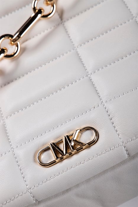 LARGE QUILTED CHAIN STRAP MESSENGER BAG IN WHITE 5