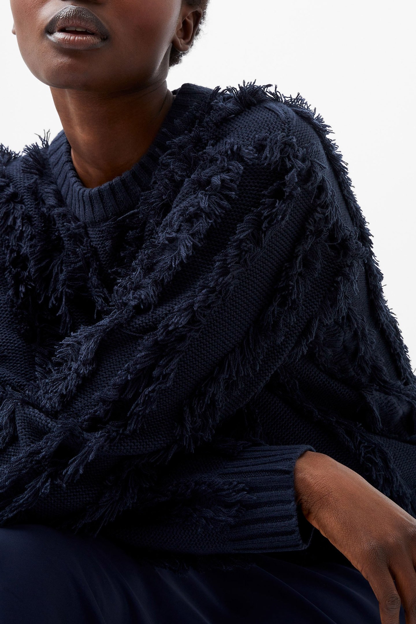 MALIKA FRINGED JUMPER MARINE 4