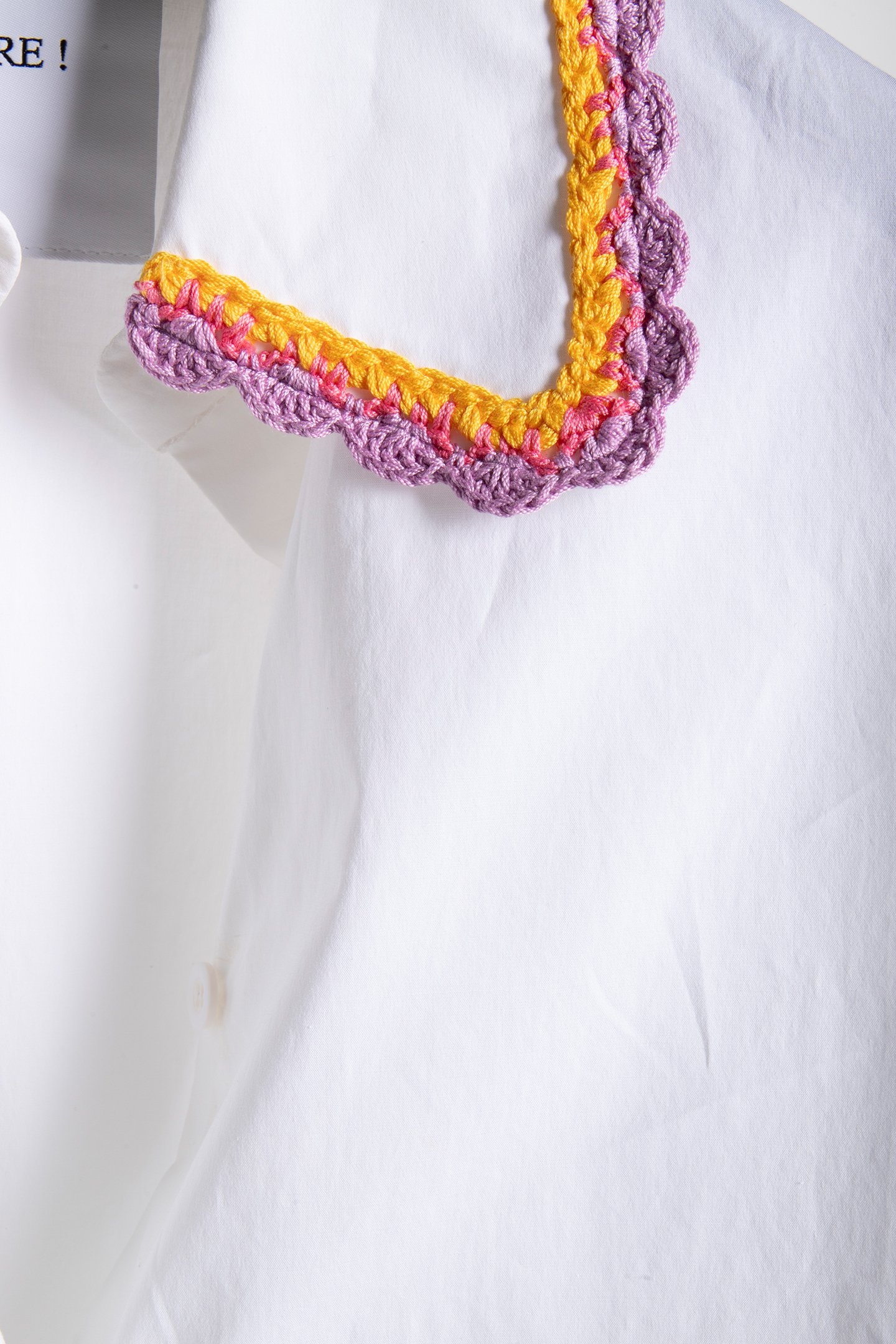 STRETCH POPLIN SHIRT CROCHET DETAILS WHITE 4