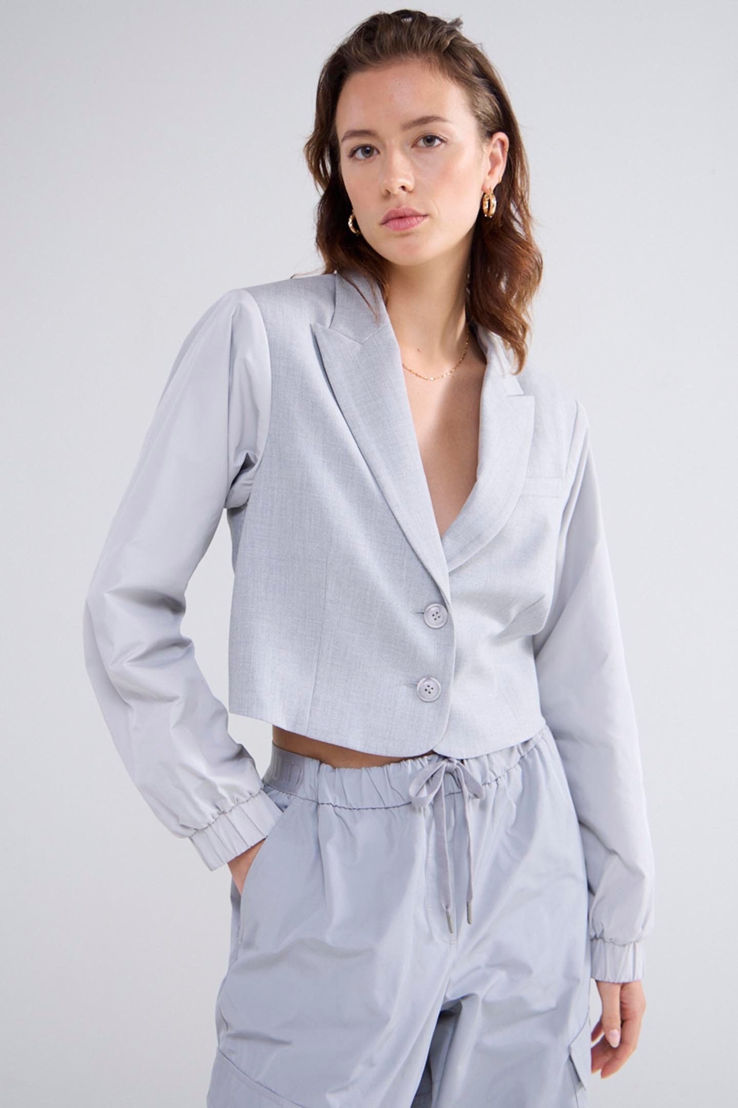 BLAZER SHORT VISCOSE BLEND STRETCH GREYS 1