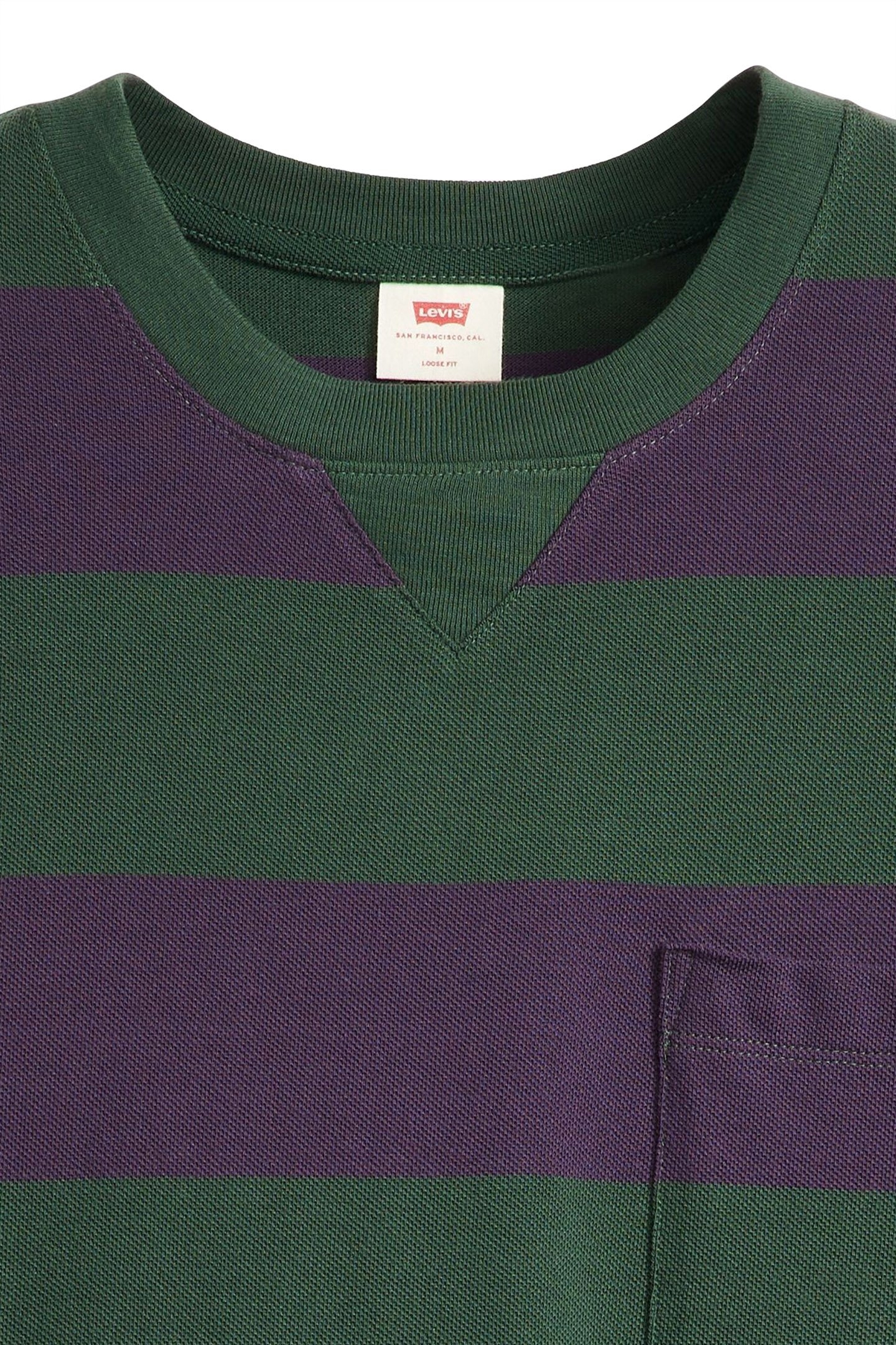 HALF SLV PIQUE POCKET T HENRY STRIPE 6