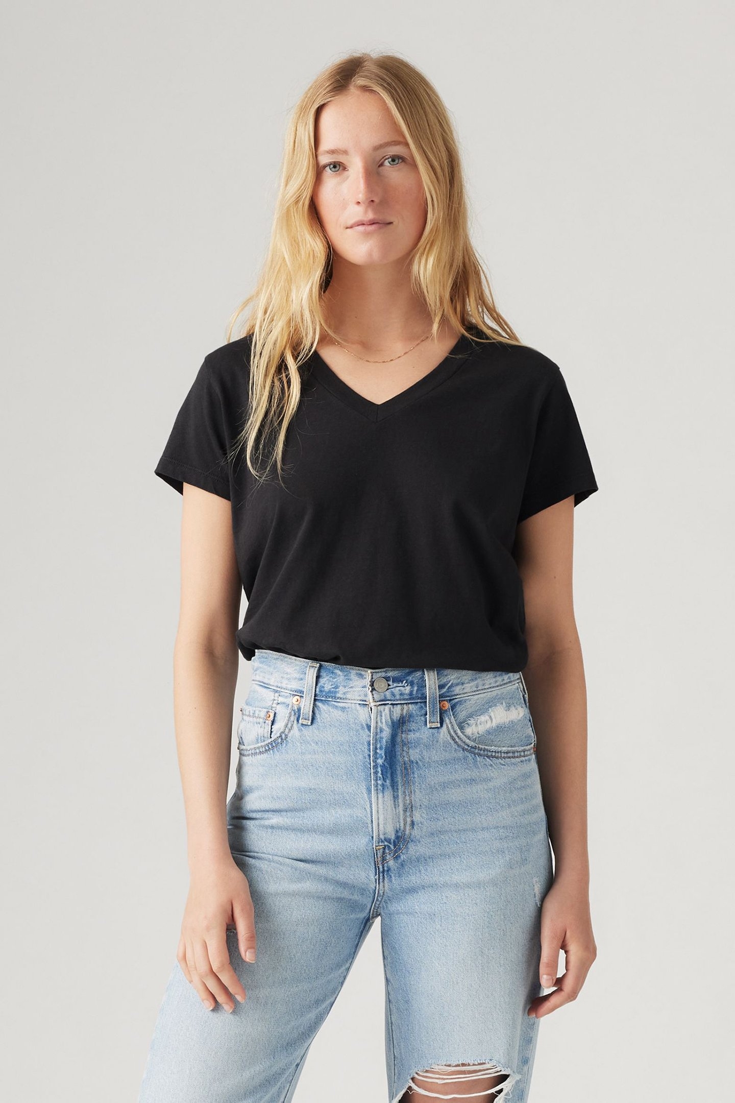 BOXY VNECK TEE CAVIAR SLUB 1