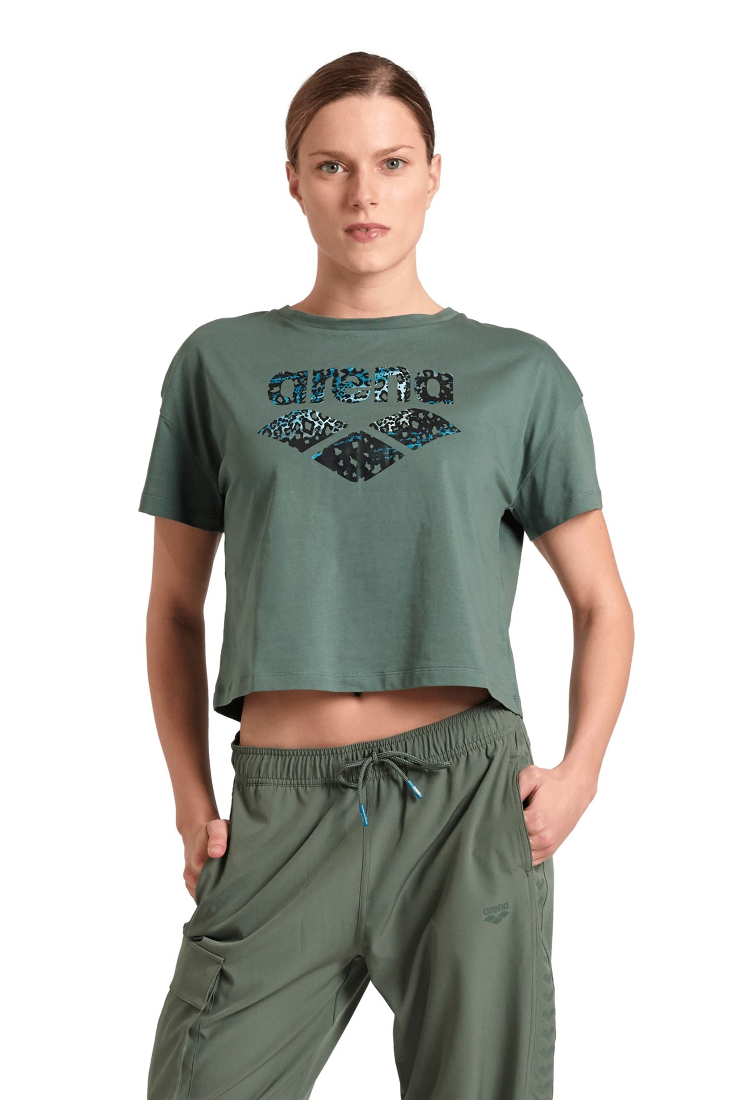 WOMEN'S ARENA CROP TEE PRINTED SAGE 1