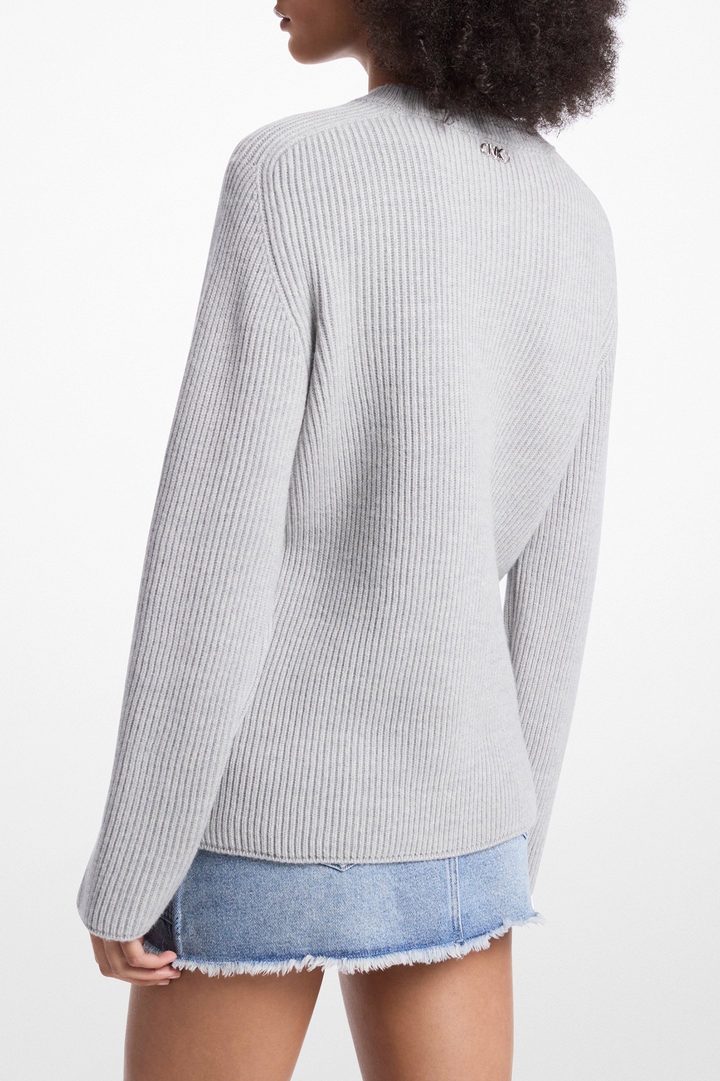 BOXY CREW NECK KNITTED SWEATER IN GREY 2