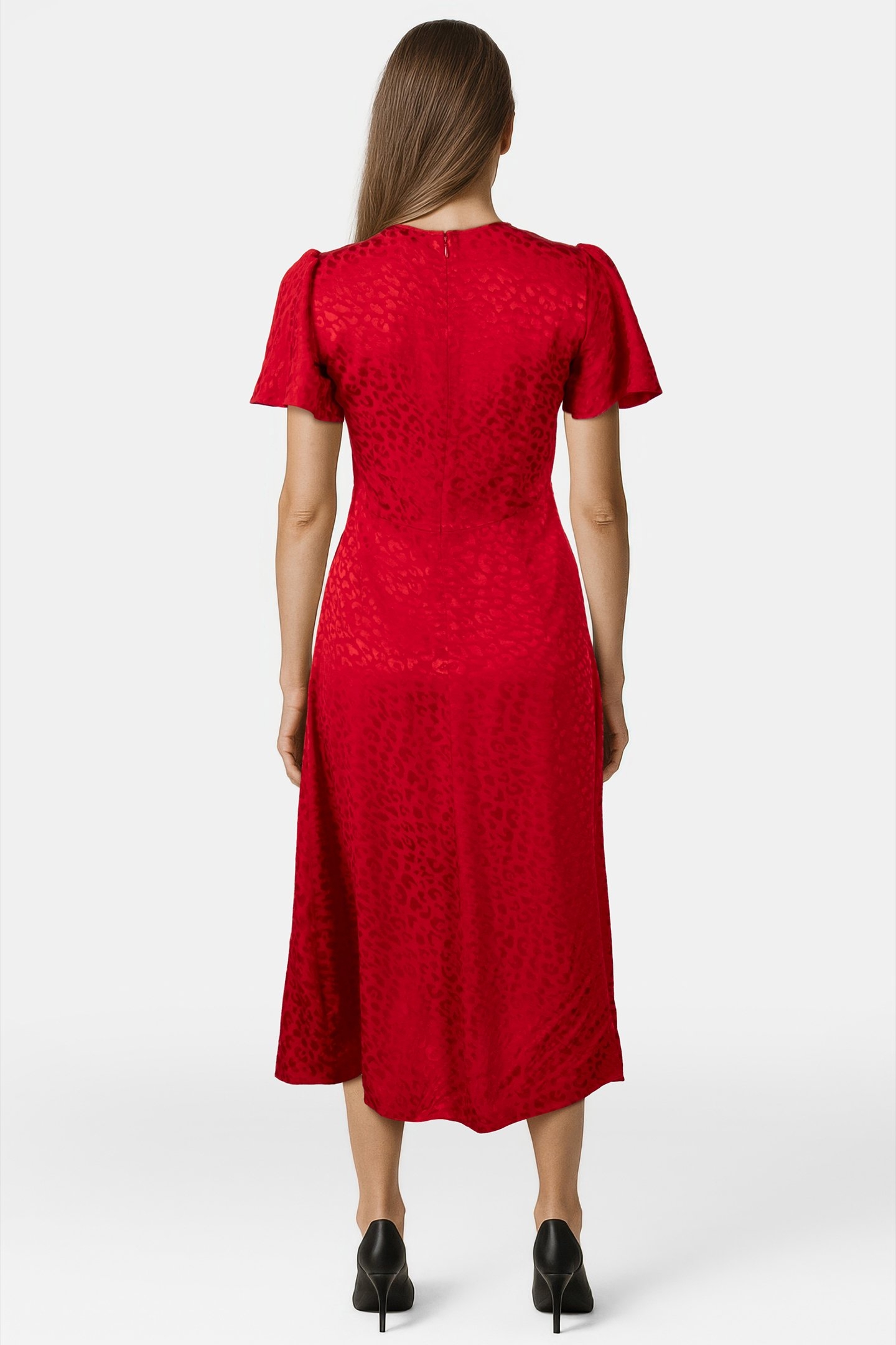 MIDI DRESS IN CRIMSON JAQUARD 2