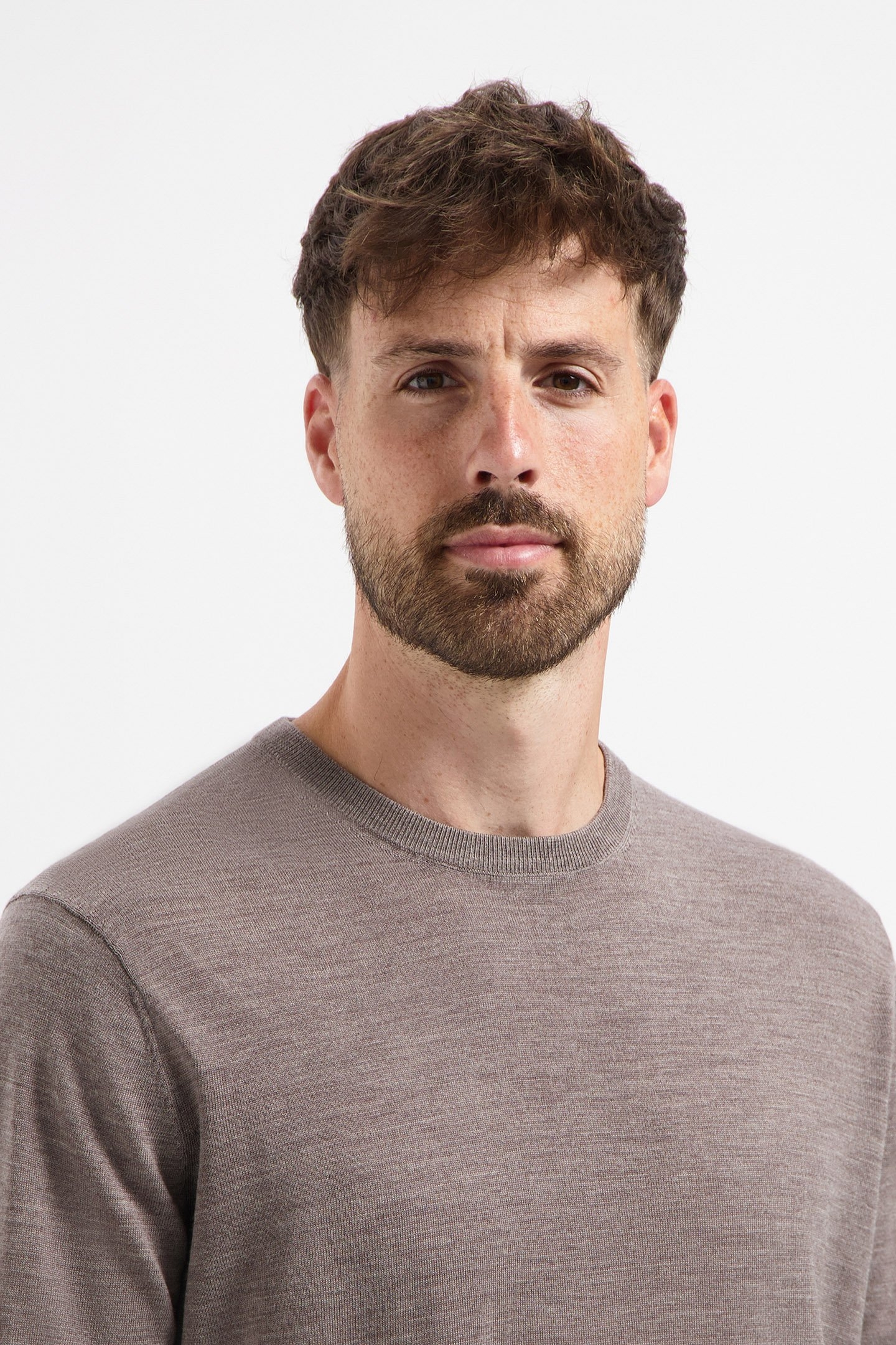 CREW NECK 100% MERINO OAK BROWN 5