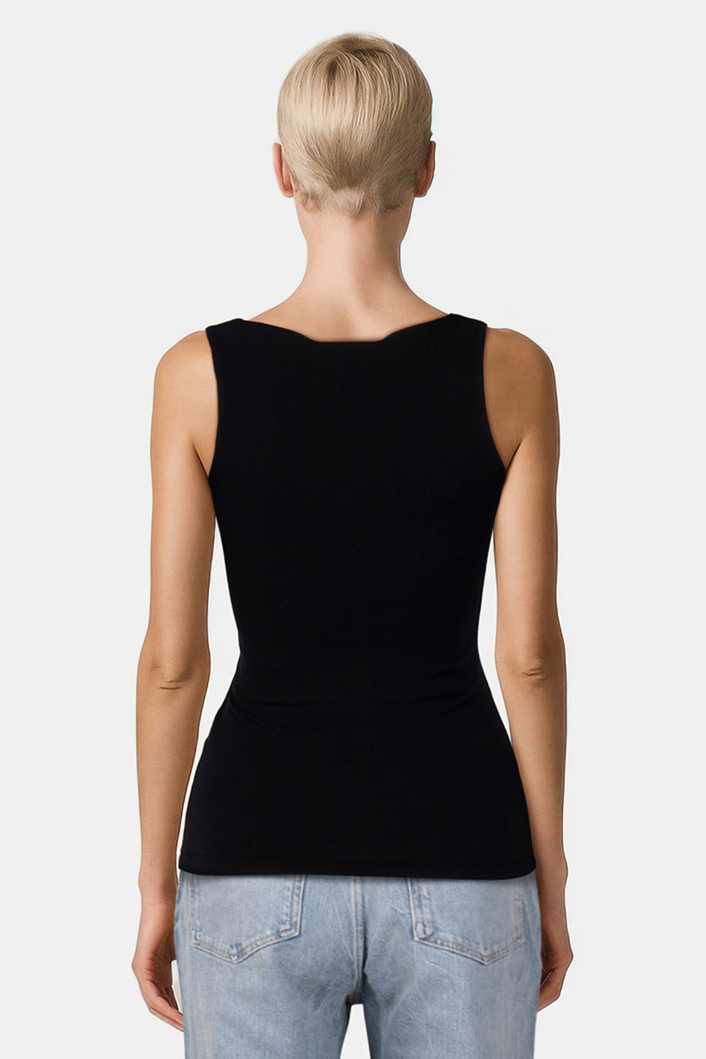 LOGO BRAND SQUARE NECK TOP JET BLACK 2