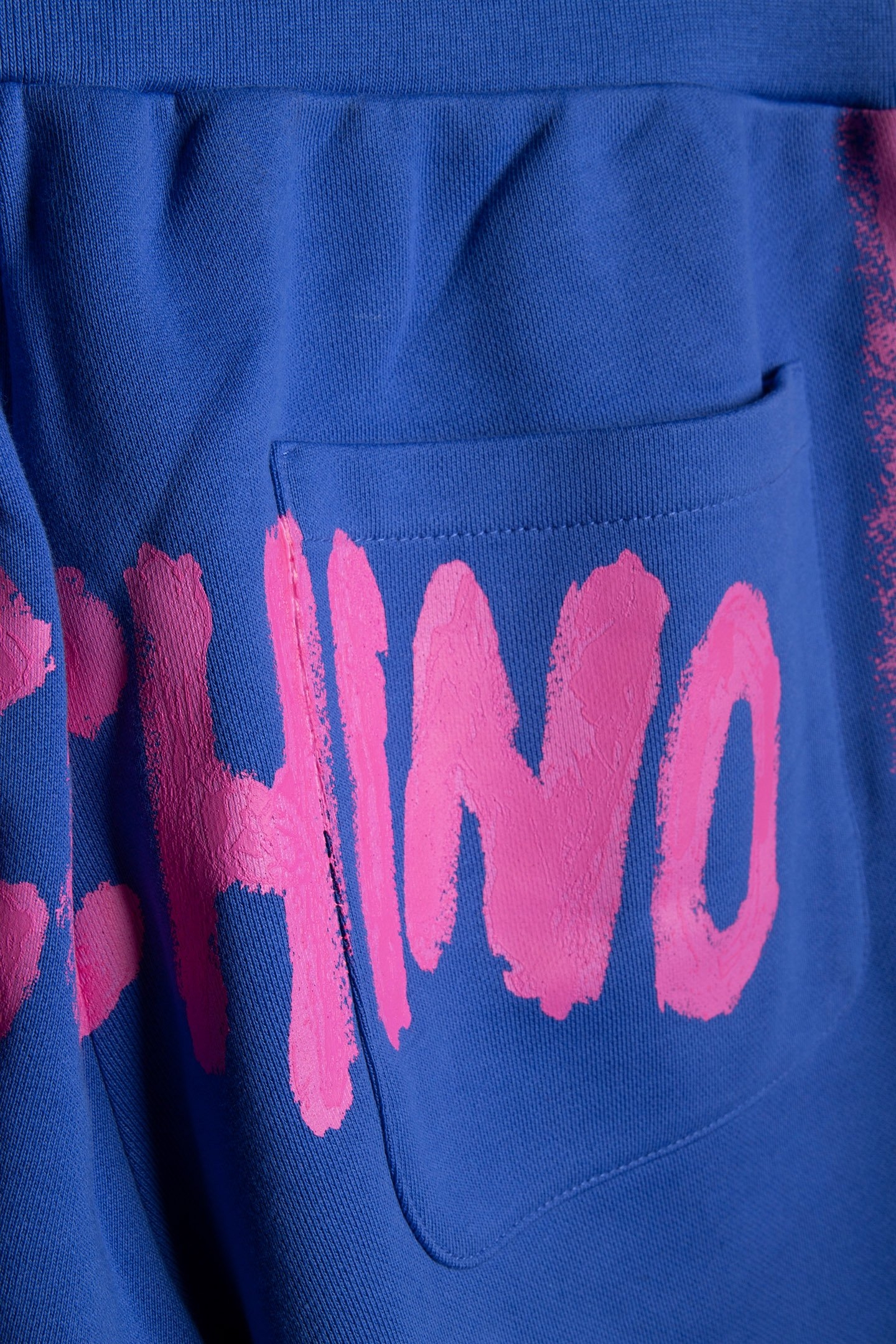 MOSCHINO PAINT ORGANIC FLEECE BERMUDA SHORTS BLUE 4