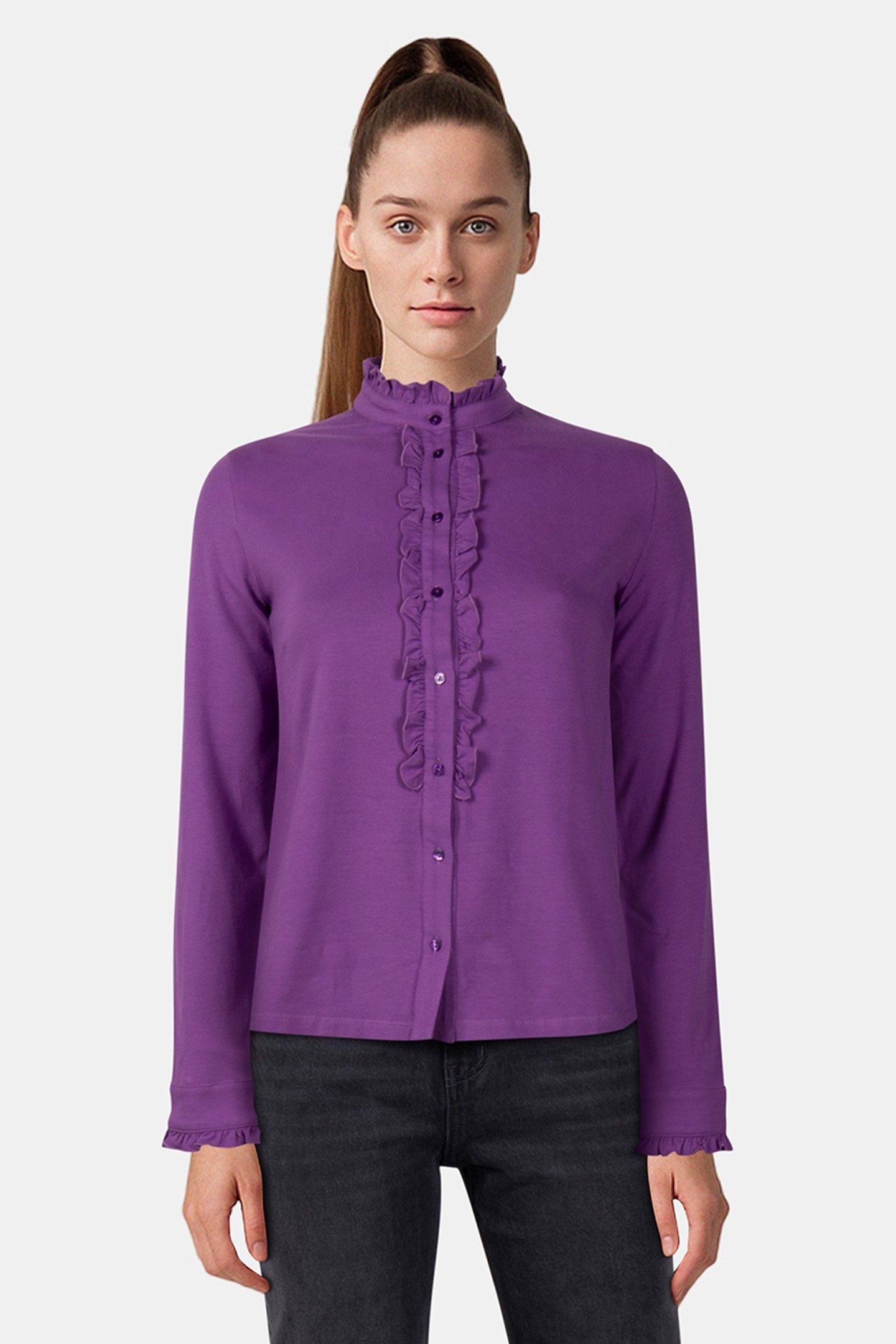 MOCK NECK SHIRT LS + FRILLS 1