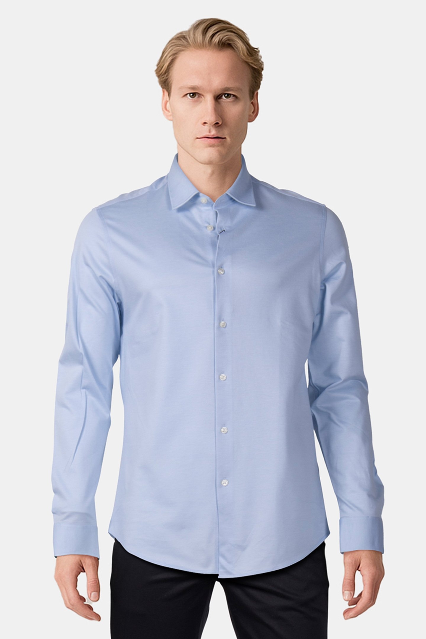 REG PERF KNIT SLD SHIRT BLUE 1