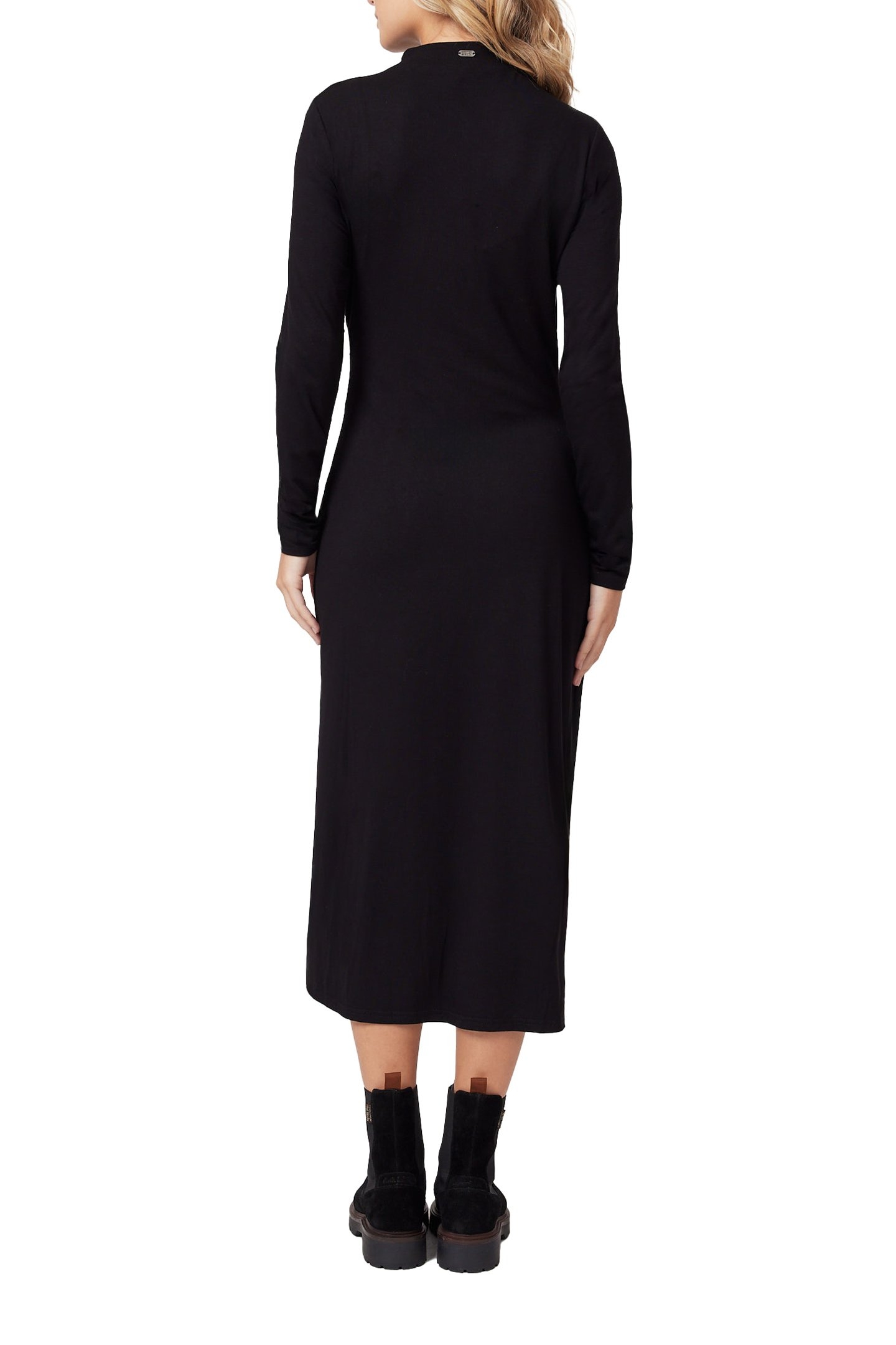 ASYMETRIC RUCHED FRONT LS DRESS BLACK 2