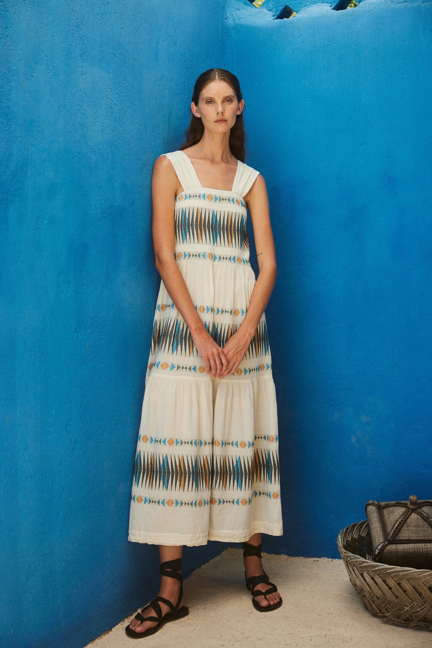 ELEGANT LONG DRESS BLUE-CAMEL 1