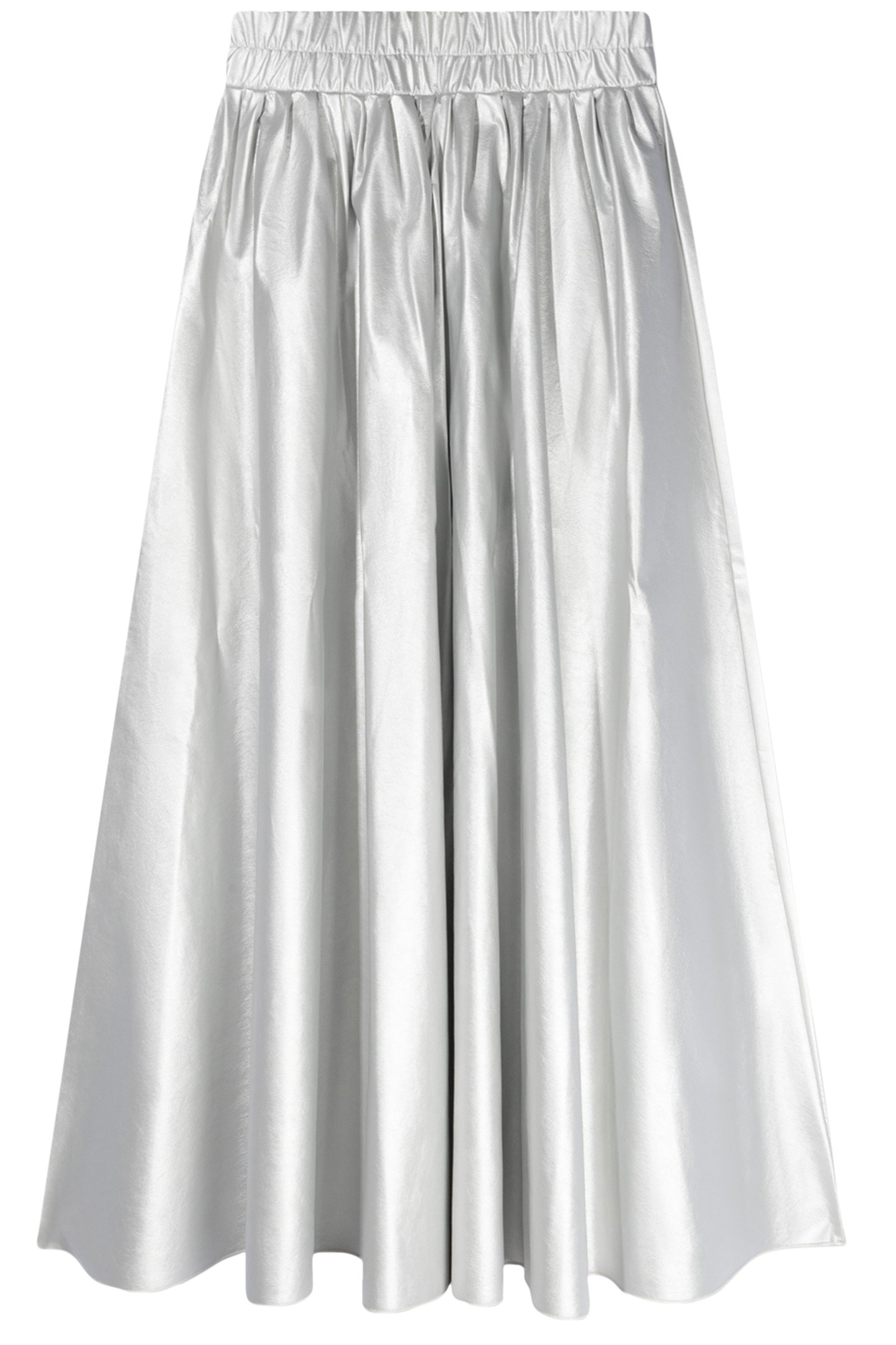 LEATHER LOOK PLEATED SKIRT SILVER 5