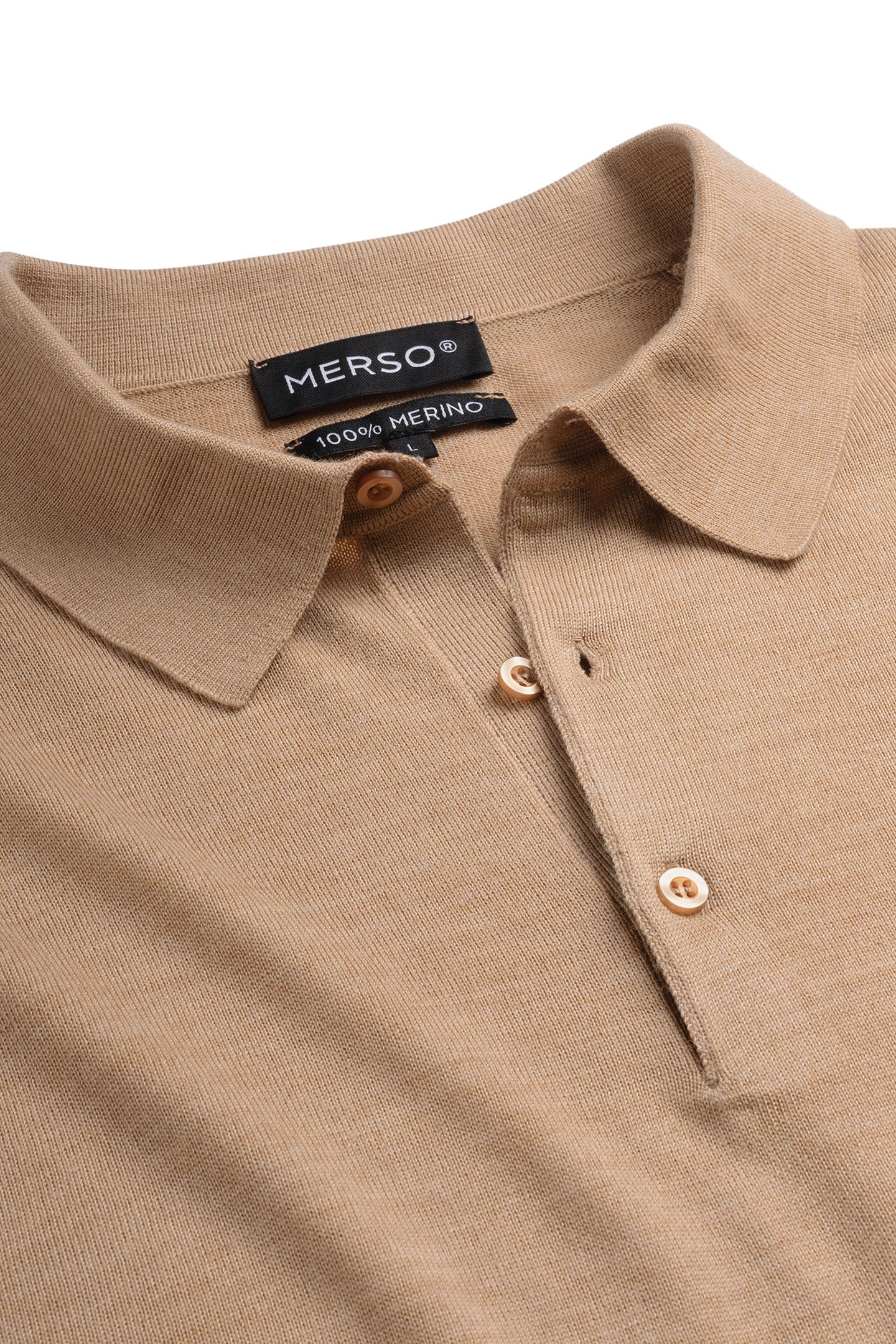 POLO LONG SLEEVE 100% MERINO SAHARA SAND 6