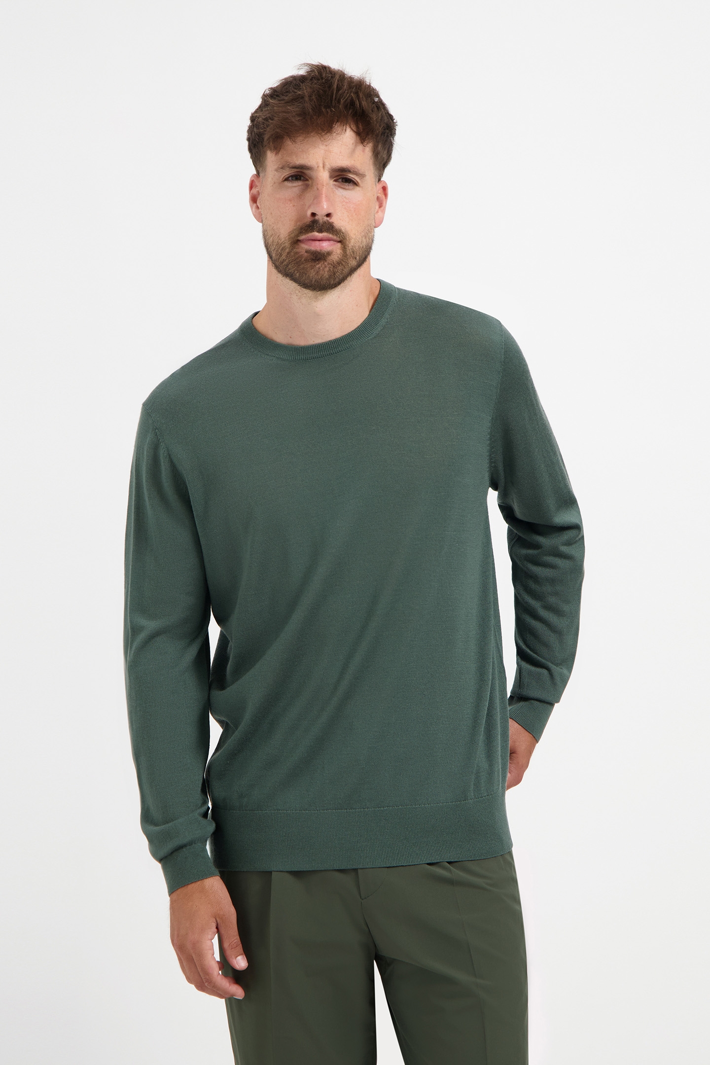 CREW NECK 100% MERINO FERNSTONE GREEN 1