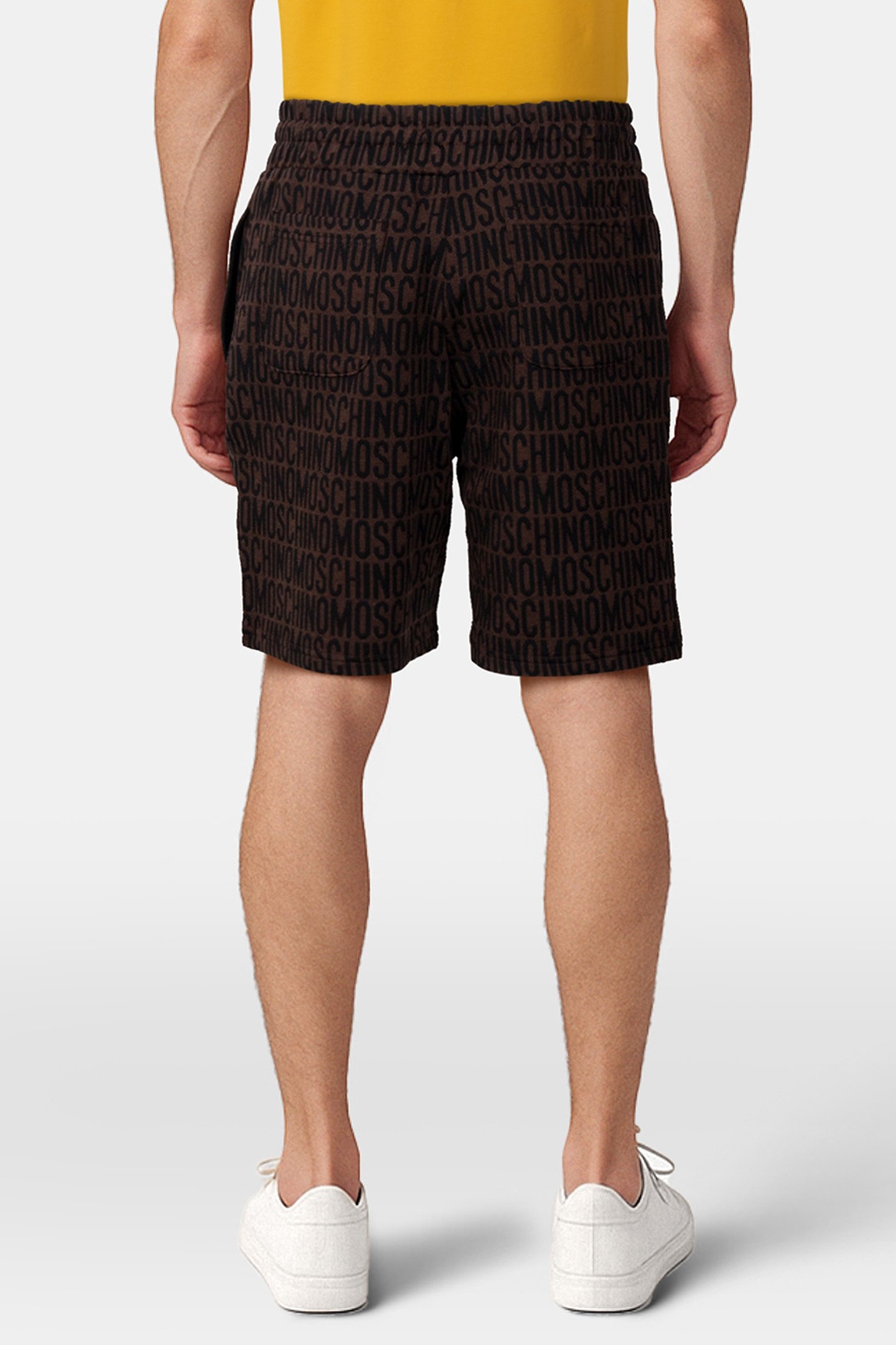 ALLOVER LOGO JACQUARD FLEECE BERMUDA SHORTS BROWN 2
