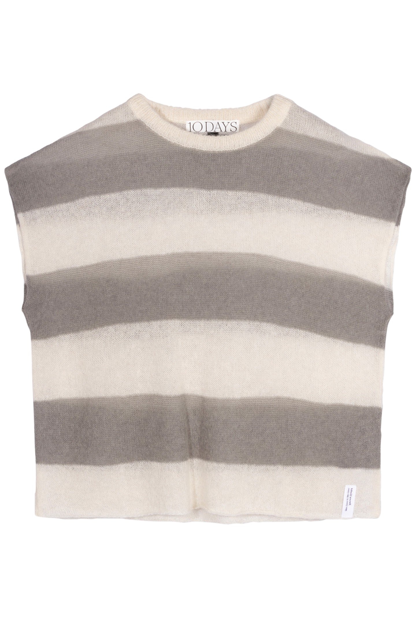 KNIT TOP STRIPES ECRU/SAGE 4