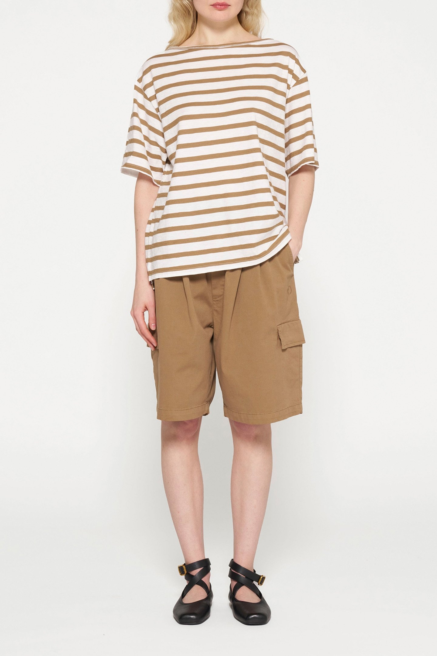 SHORT SLEEVE TEE STRIPES ECRU/CEDAR BROWN 2